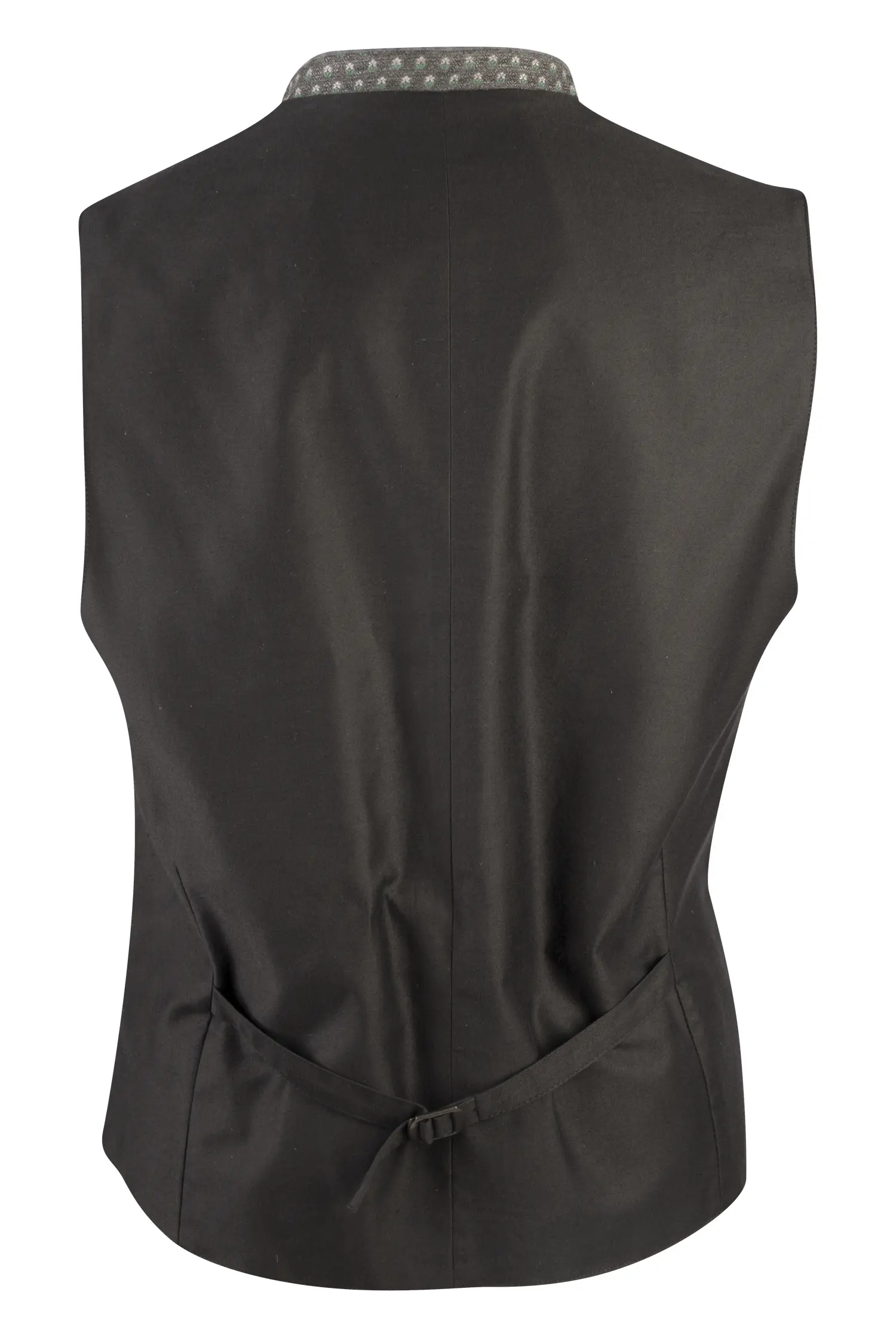 1345-0219-gr5-23-08-16-01797 Trachtenweste Robert in grau mit Samt-Paspel - Rückansicht