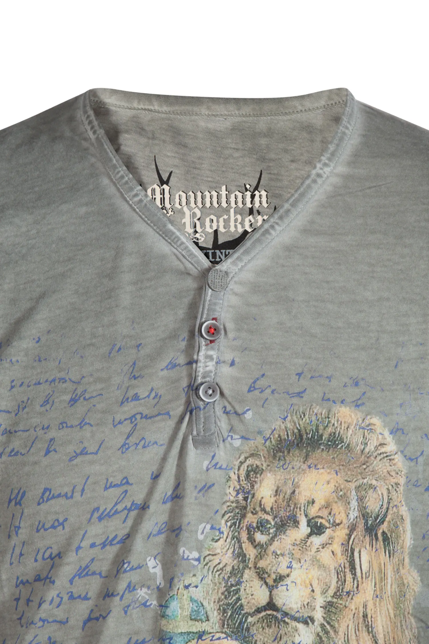 Herren Trachten Shirt True Bavaria in steingrau - Detail