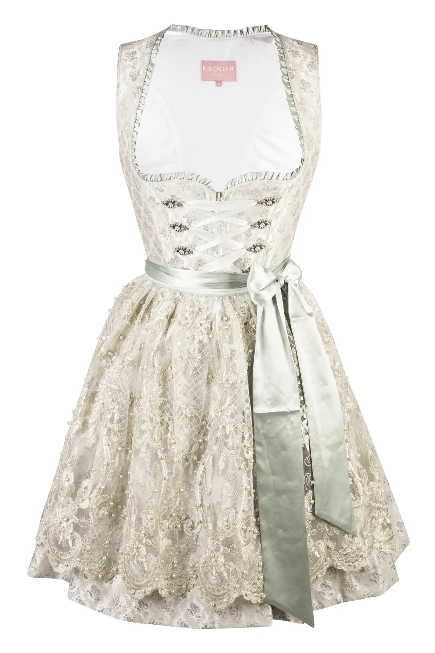 Dirndl Kalinda in silber / grün