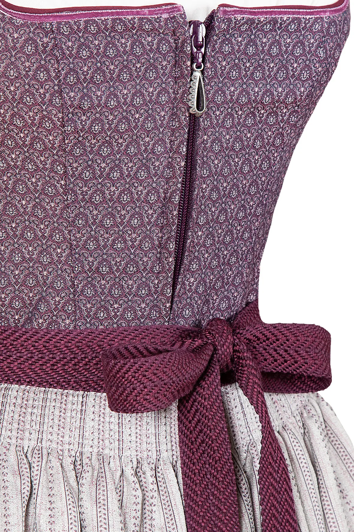 Limitiertes Dirndl in bordeaux / beere von Sissi ey! - Detail Mieder