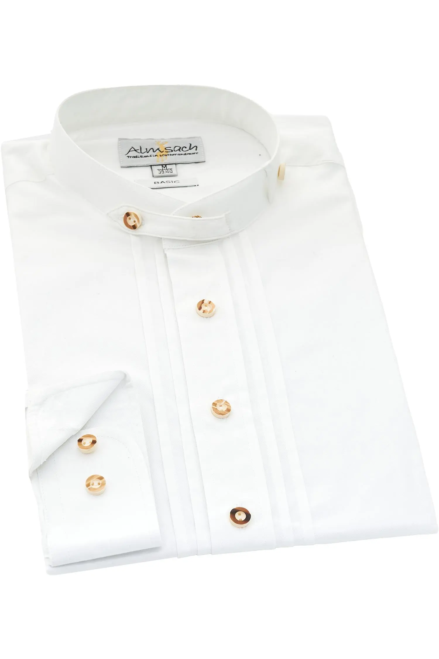 Almsach Hemd in Weiß mit dezenten Biesen