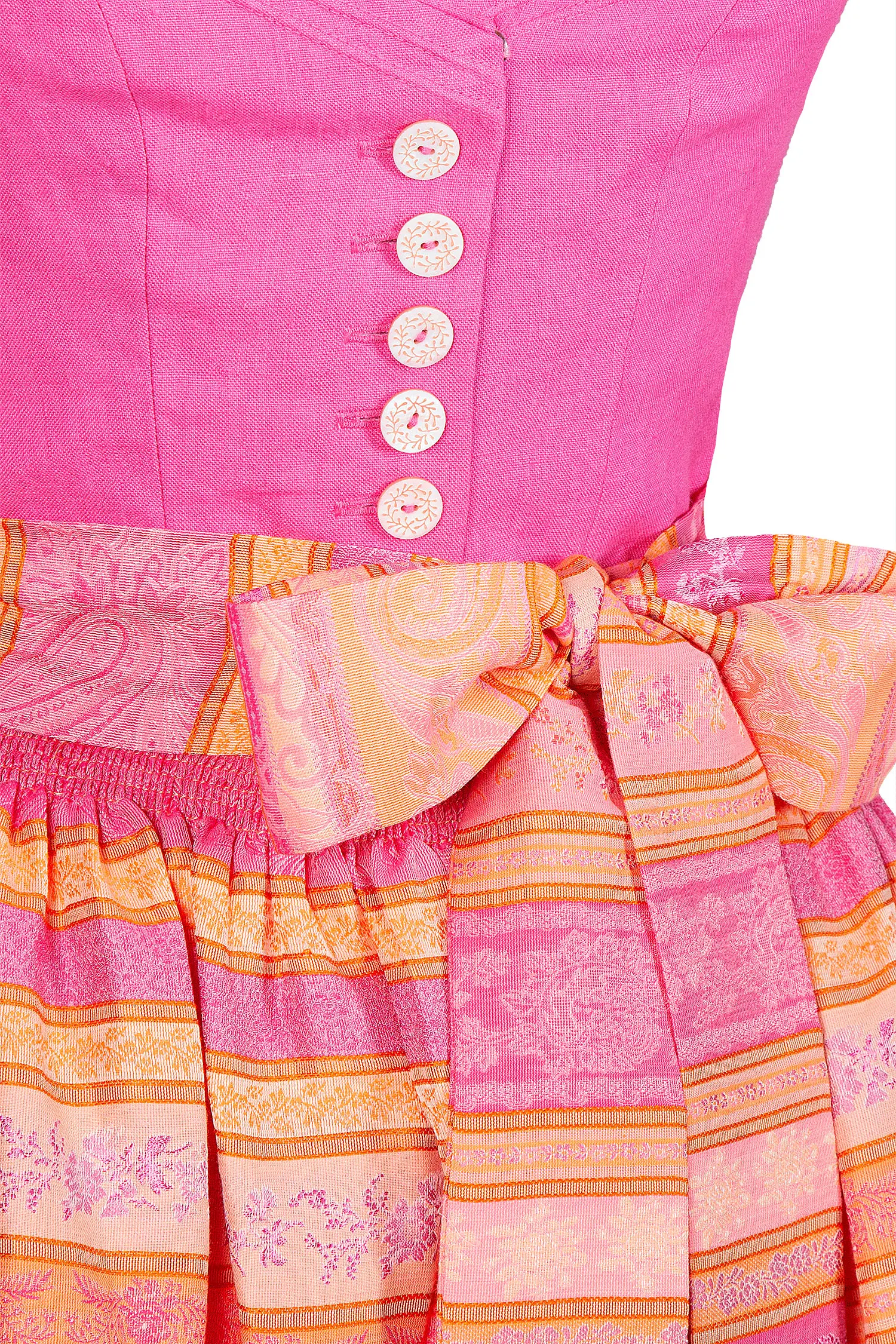 Dirndl Rothsee von Hammerschmid in pink mit aufregender Schürze - Detail Mieder