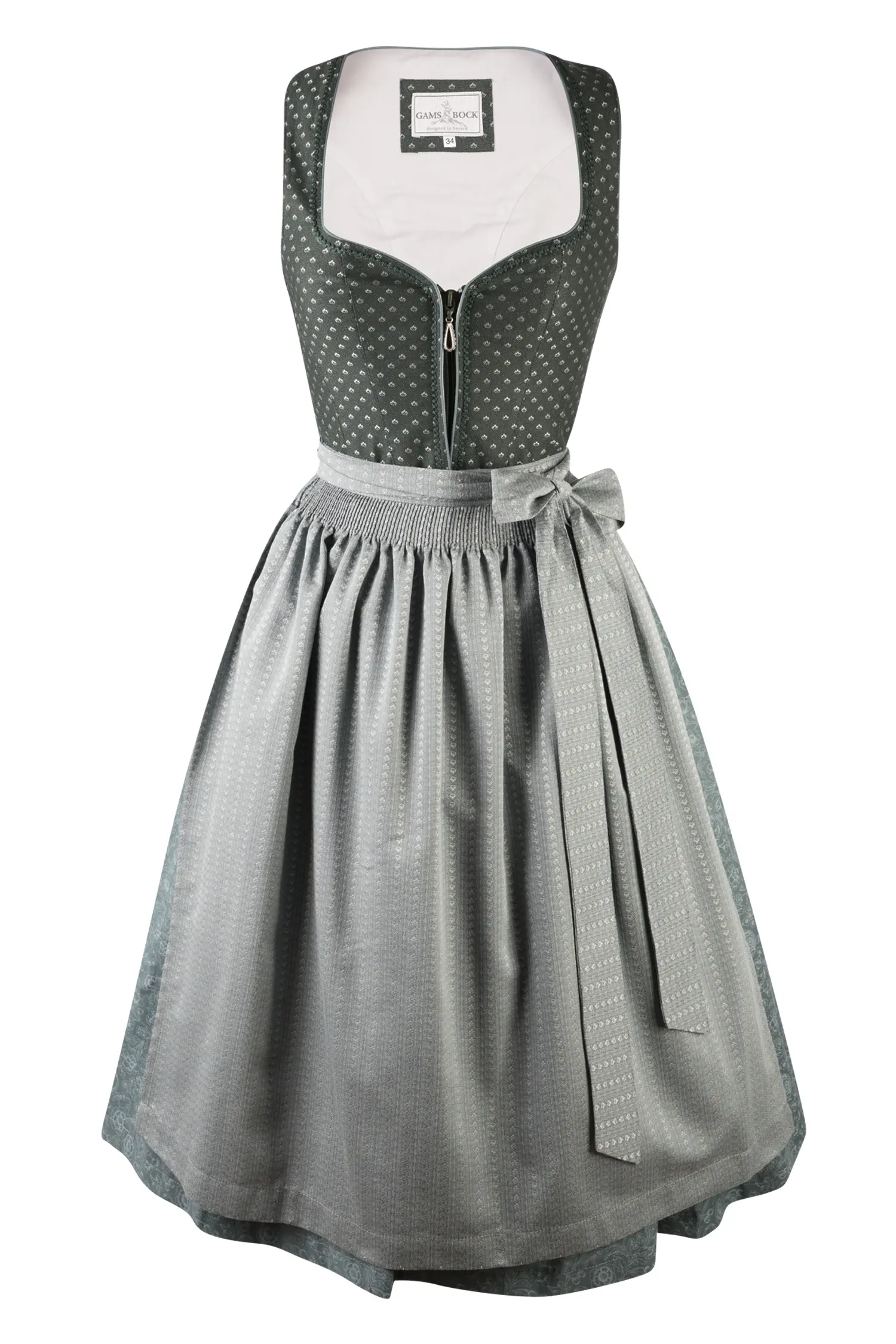 Gamsbock Dirndl in tanne / mint mit auffälligem Rock