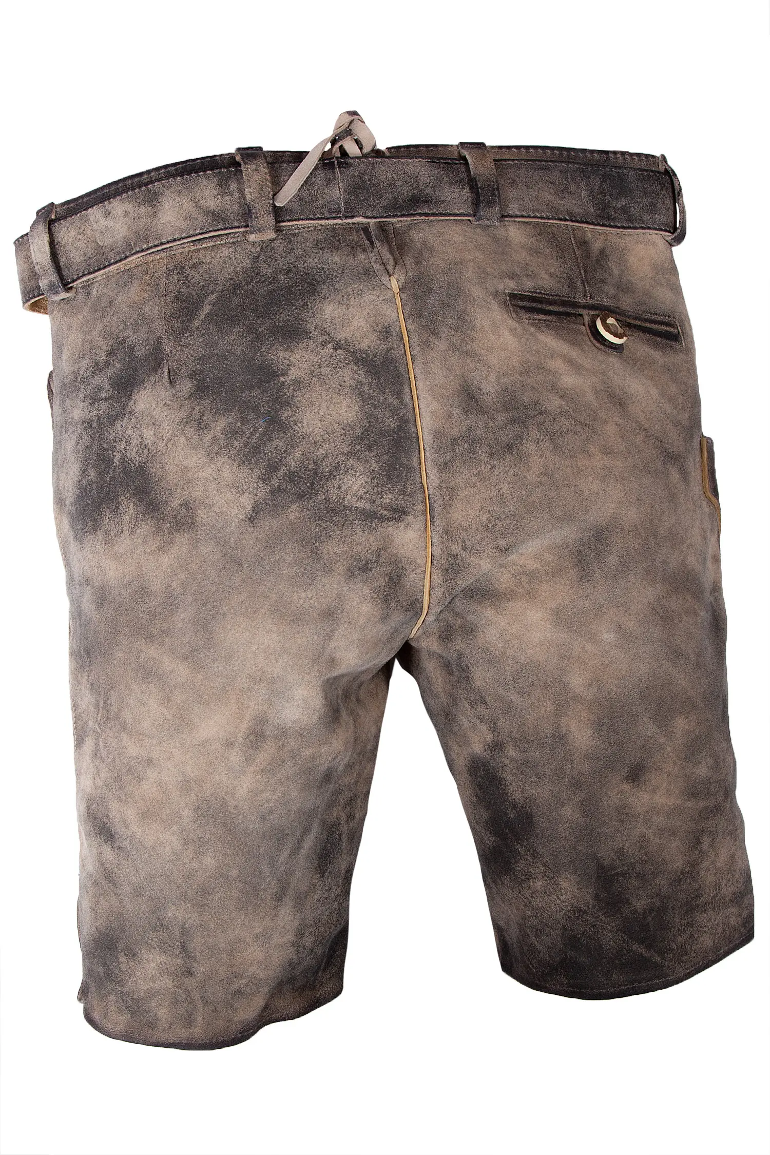 Kurze Lederhose Ammersee in graubraun hinten