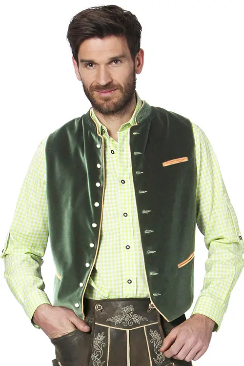 Trachtenweste Herren in tannengrün Samt 3
