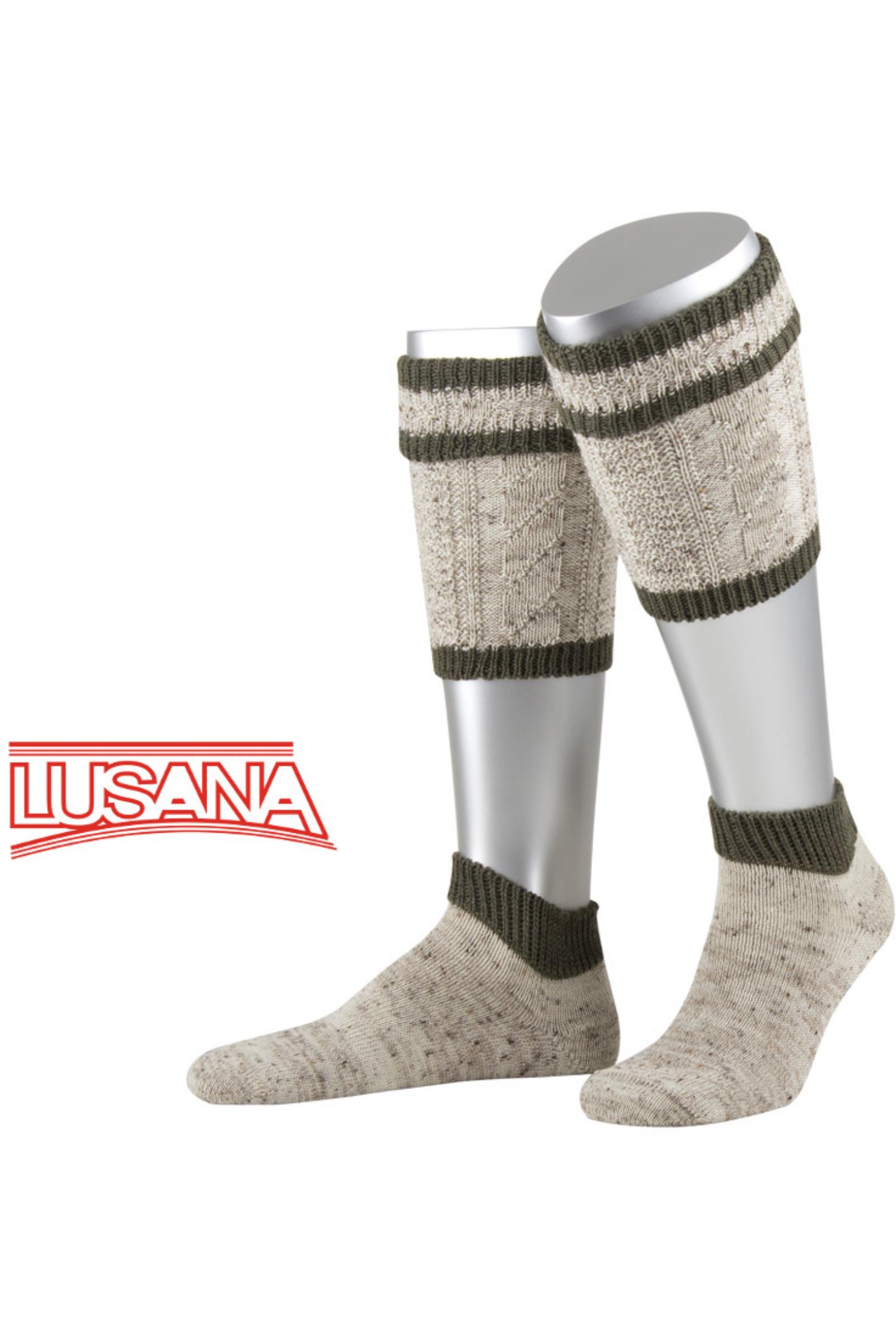 Lusana Loferl Beige mit Olivfarbenen Applikationen