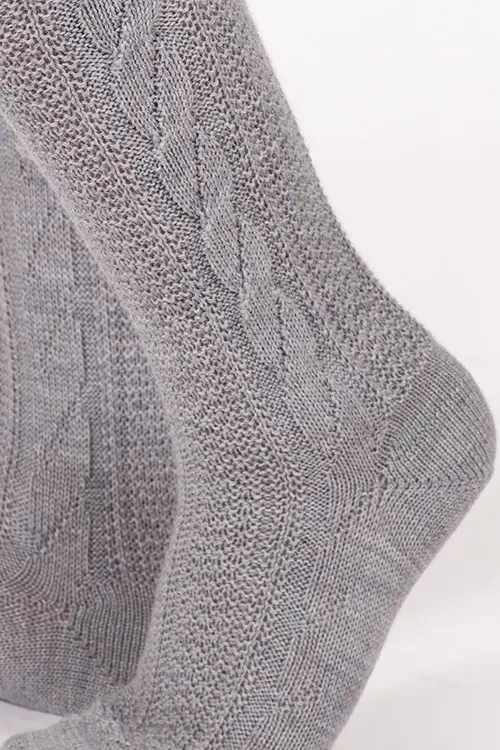 Trachten Kniestrumpf in grau und dunkelgrün Fuß