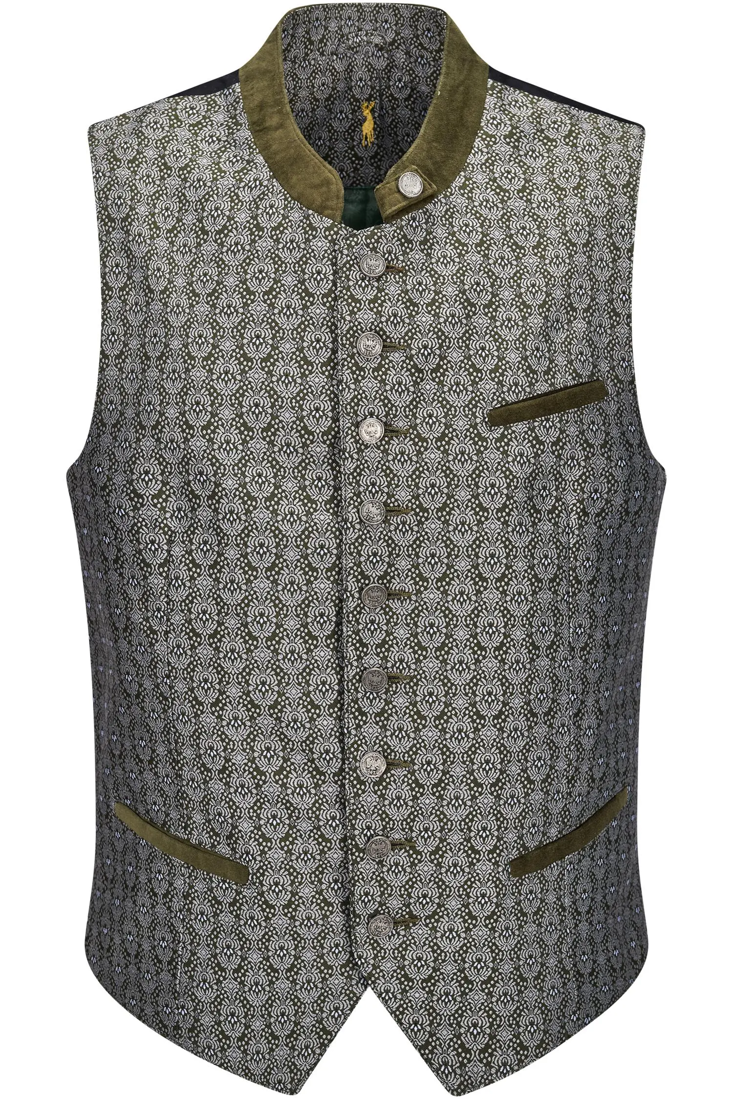 Trachtenweste Jaquard von Almsach in Oliv Almsach Weste Oliv