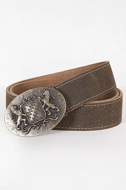 Trachtengürtel in braun antik mit ovaler altgoldener Schnalle 2