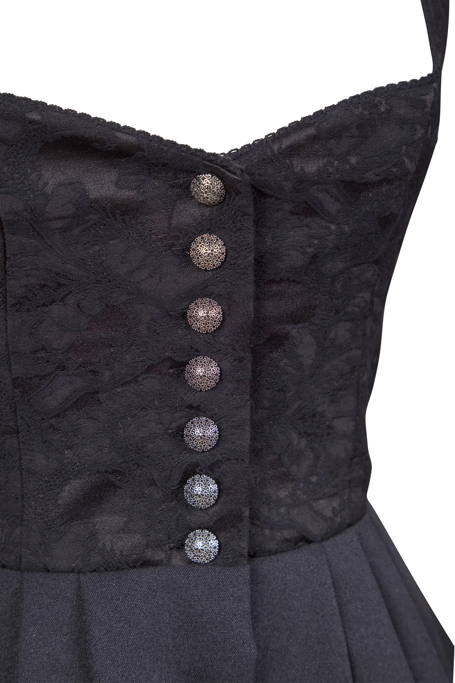 Gastrodirndl Kathrin in schwarz - Detail Mieder