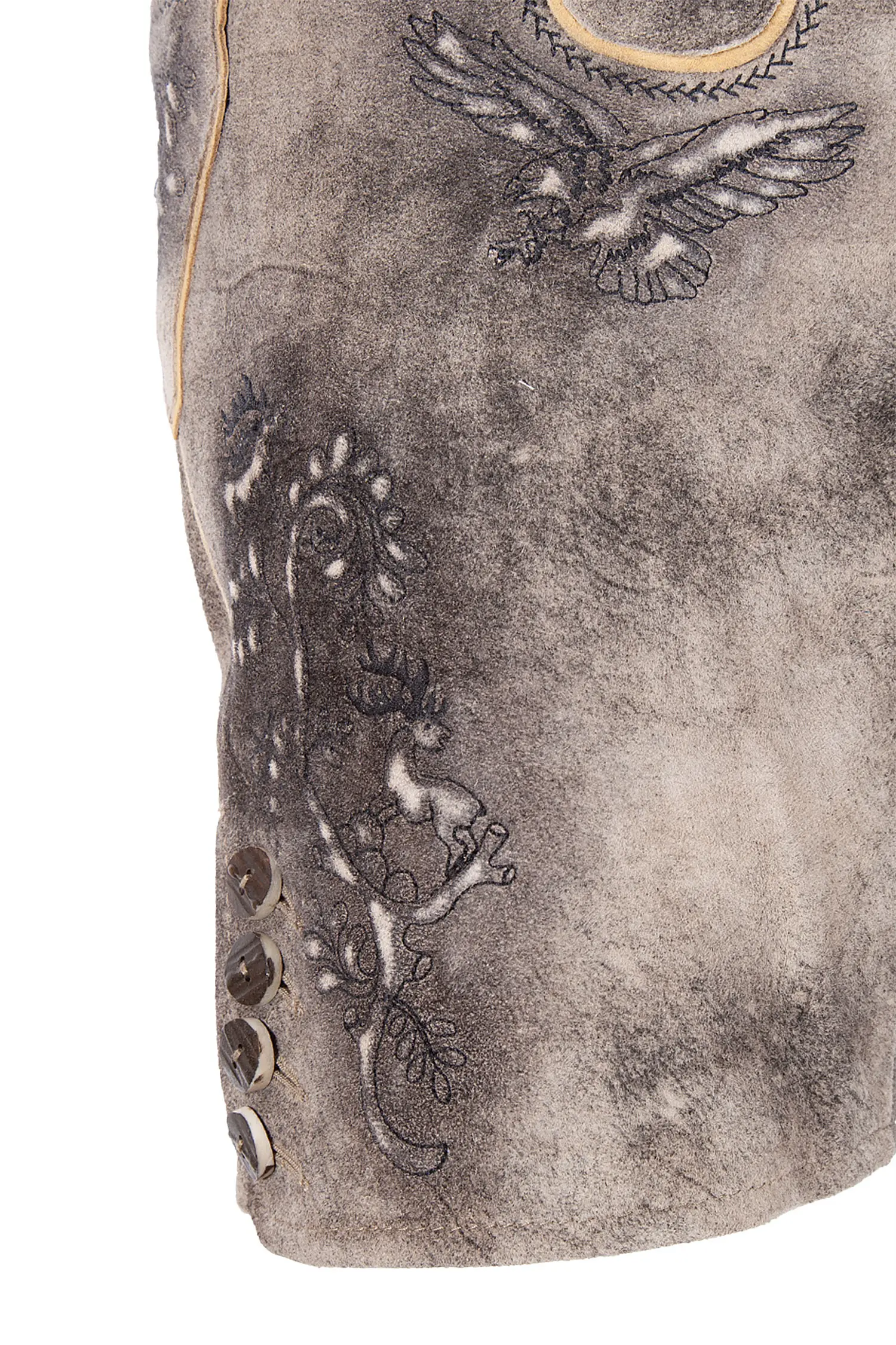 Kurze Lederhose Asmus mit Gürtel - Detail Bein