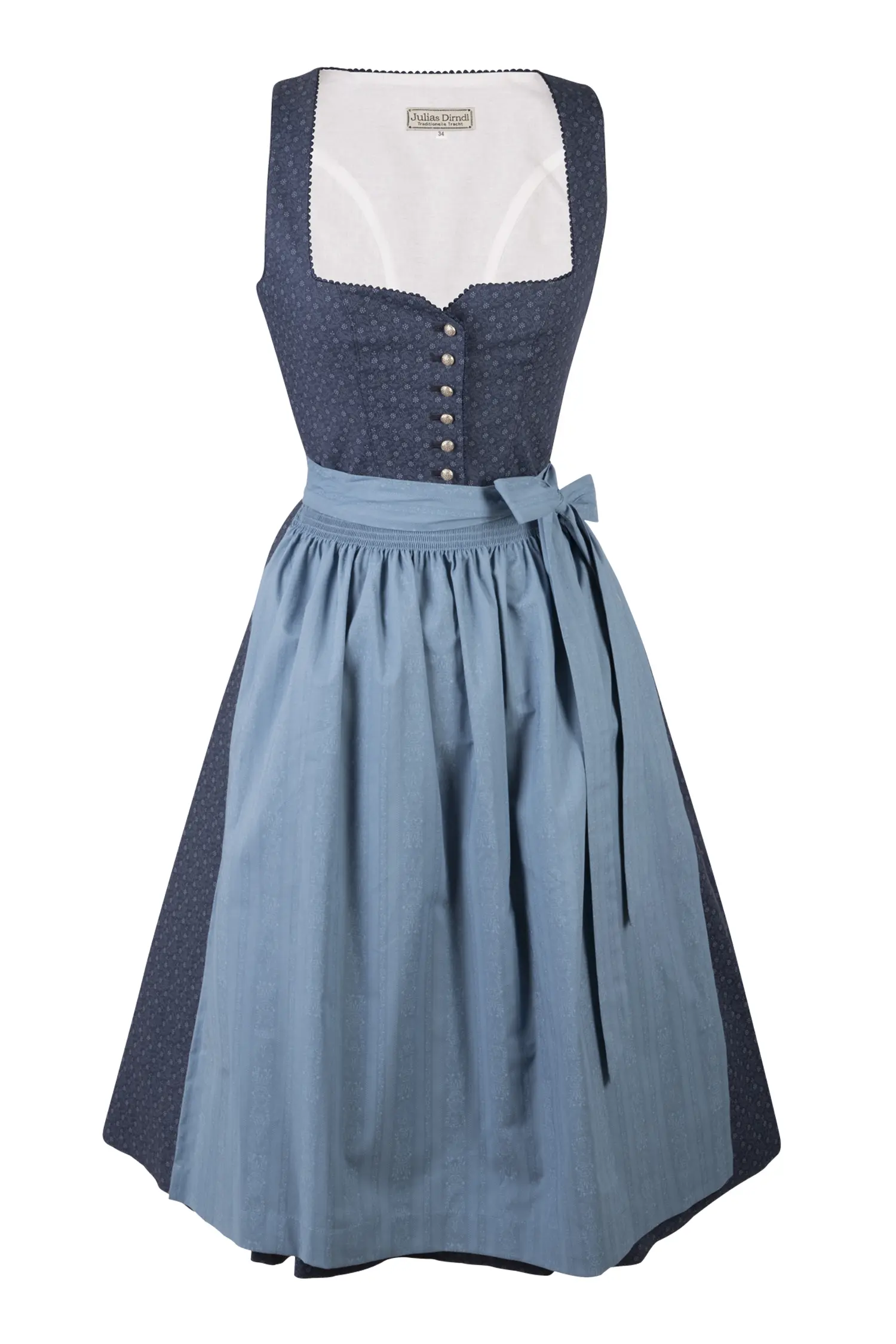 Stilechtes Dirndl Verena in dunkelblau / hellblau