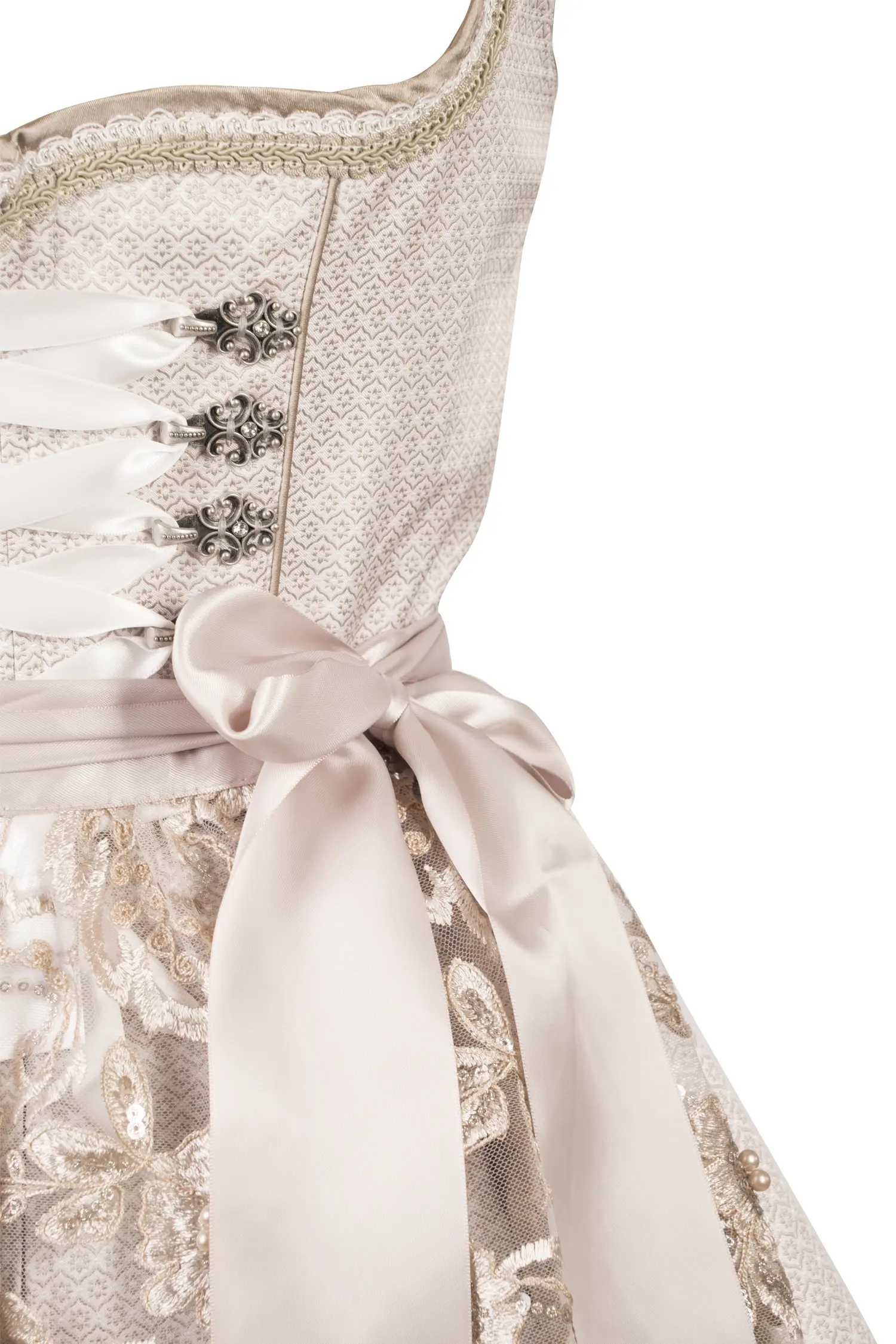 Dirndl Freda in Champagner Farben Detail Mieder