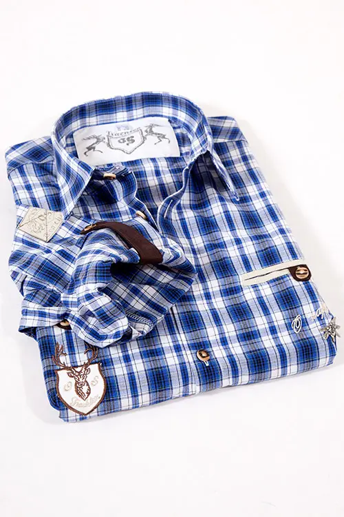 Trachtenhemd Landhaus in blau weiß kariert