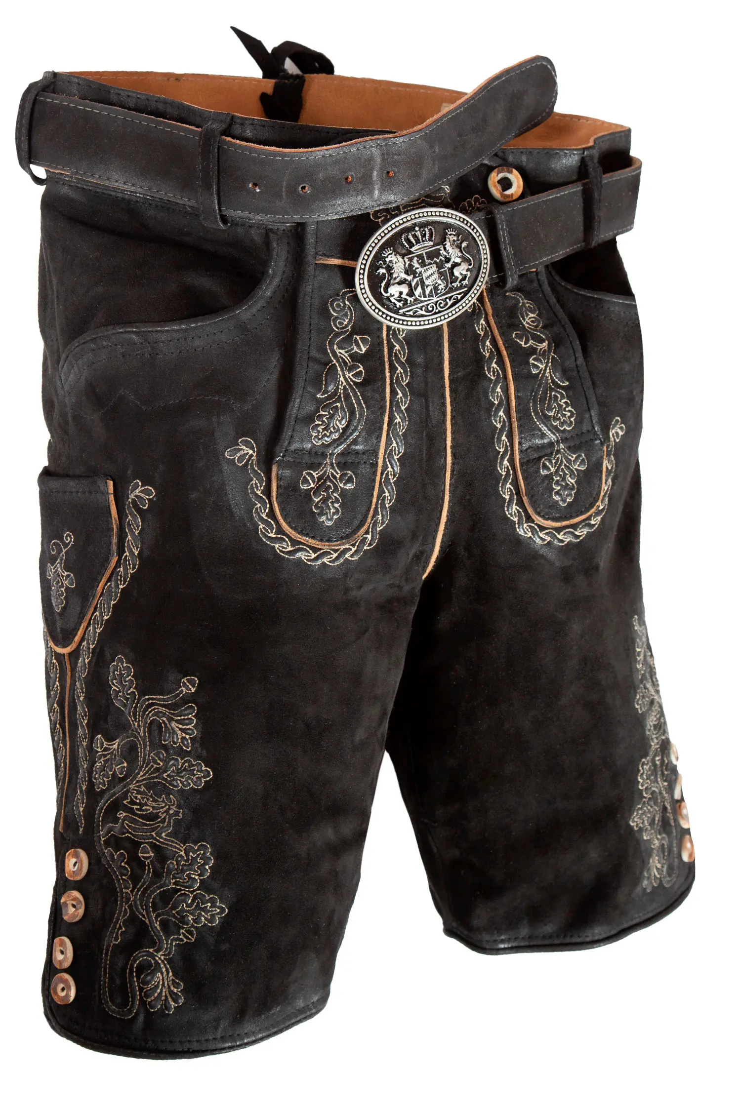 Kurze Lederhose in schwarz von Maddox