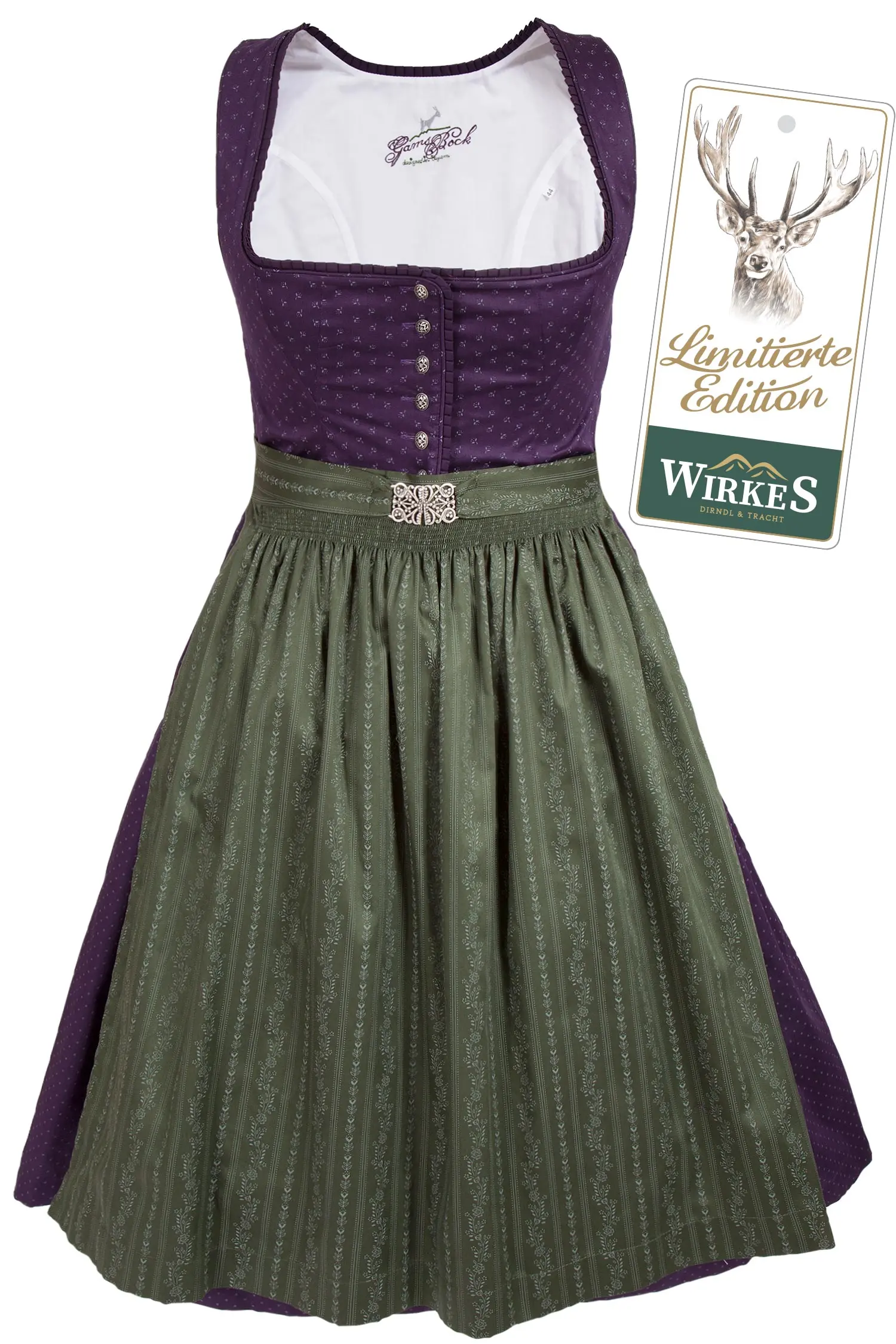 Midi Dirndl Kathi in aubergine und dunkelgrün XXL Limited Edition