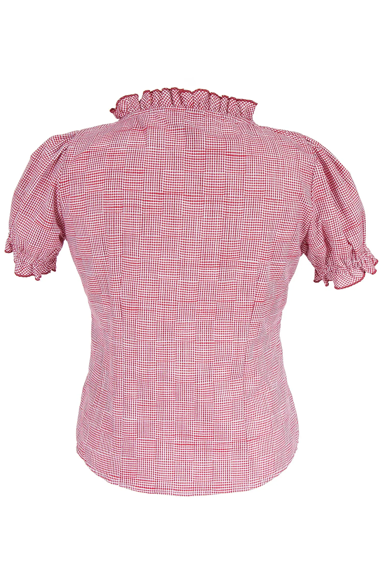 Trachtenbluse XXL in rot weiß kariert hinten