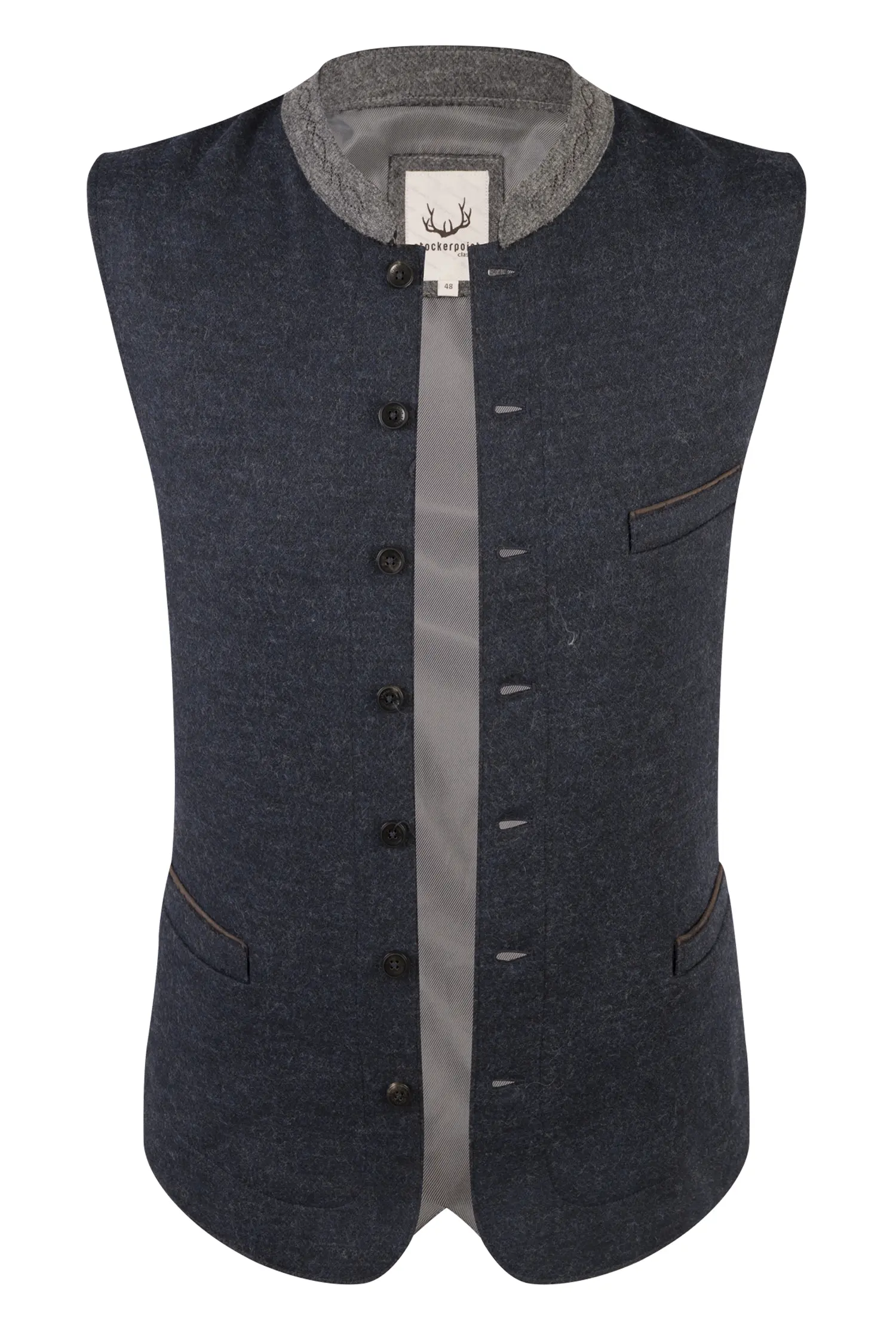 Trachtenweste Jules in dunkelblau / grau