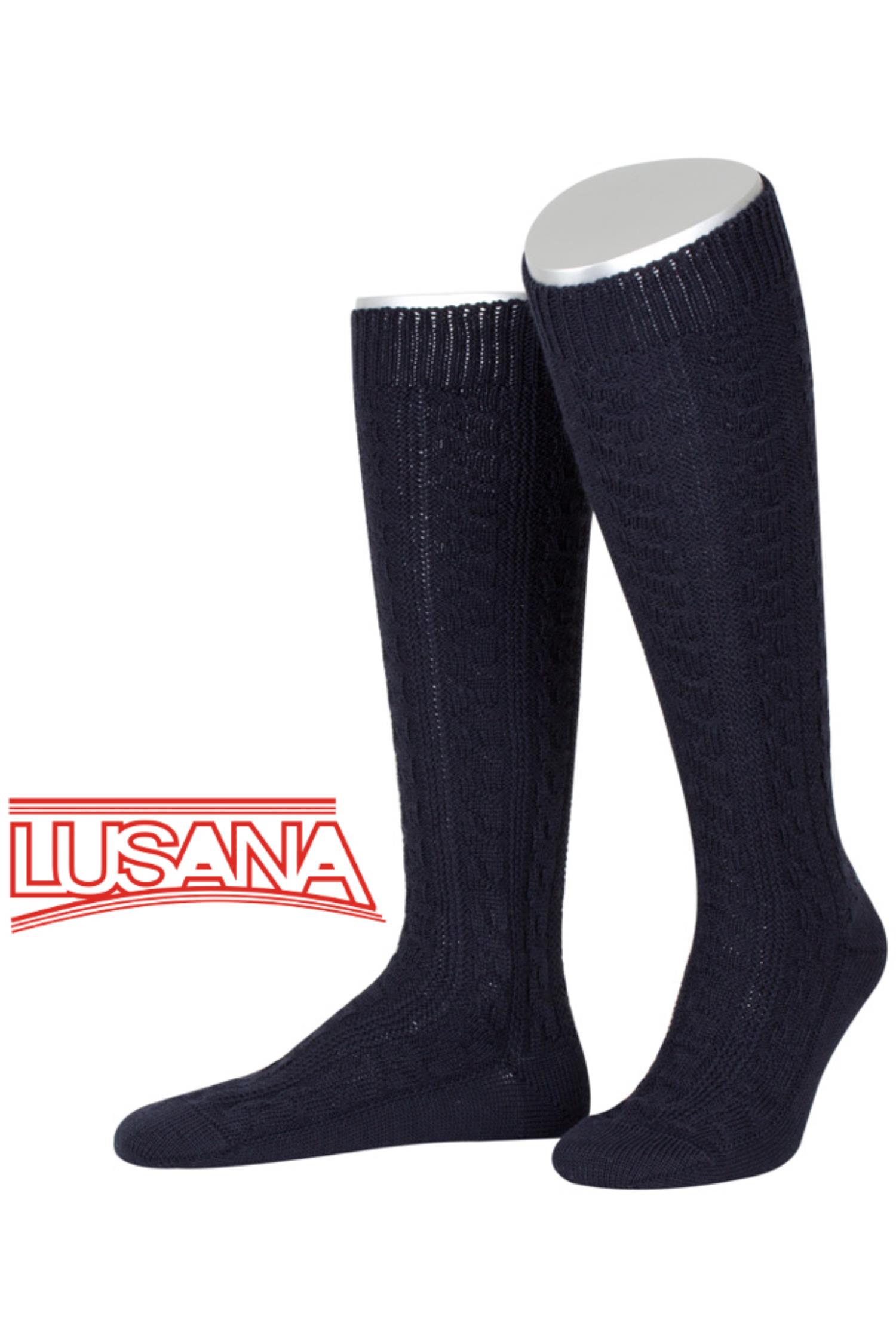 Trachtenkniestrümpfe von Lusana in Dunkelblau Lusana Trachtenkniestrumpf Dunkelblau