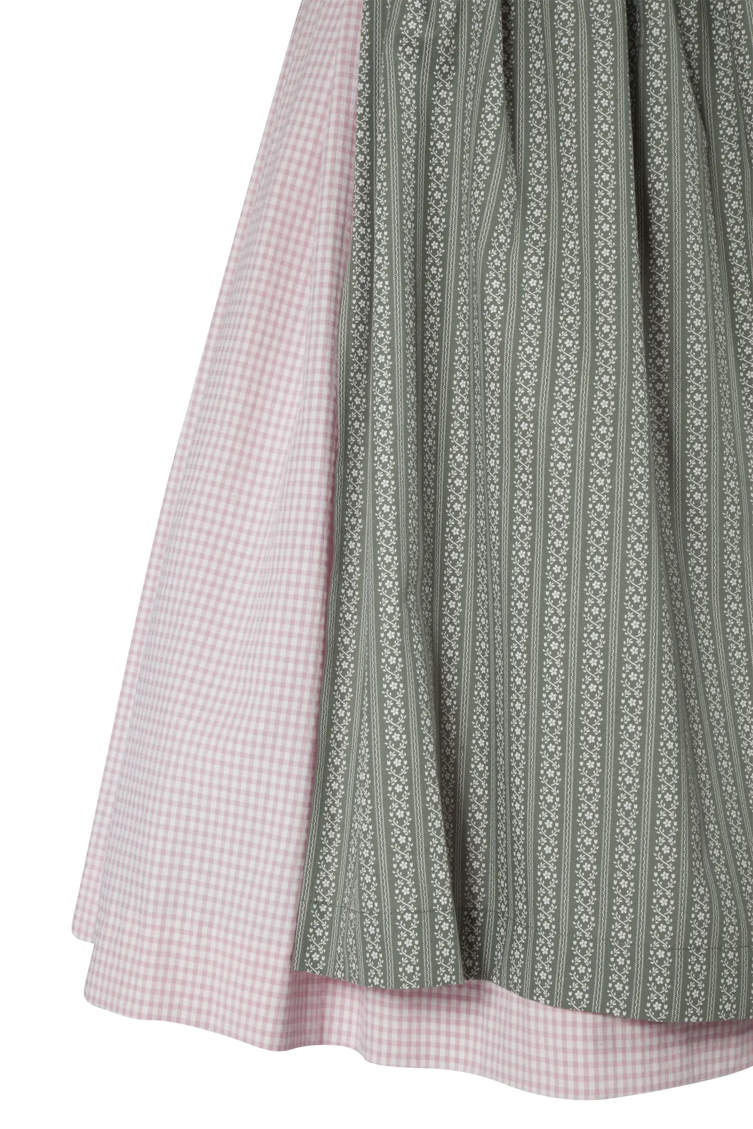 3091-1513-ro523-05-b6528 Dirndl Pillersee in altrosa mit kariertem Rock - Detail Rock