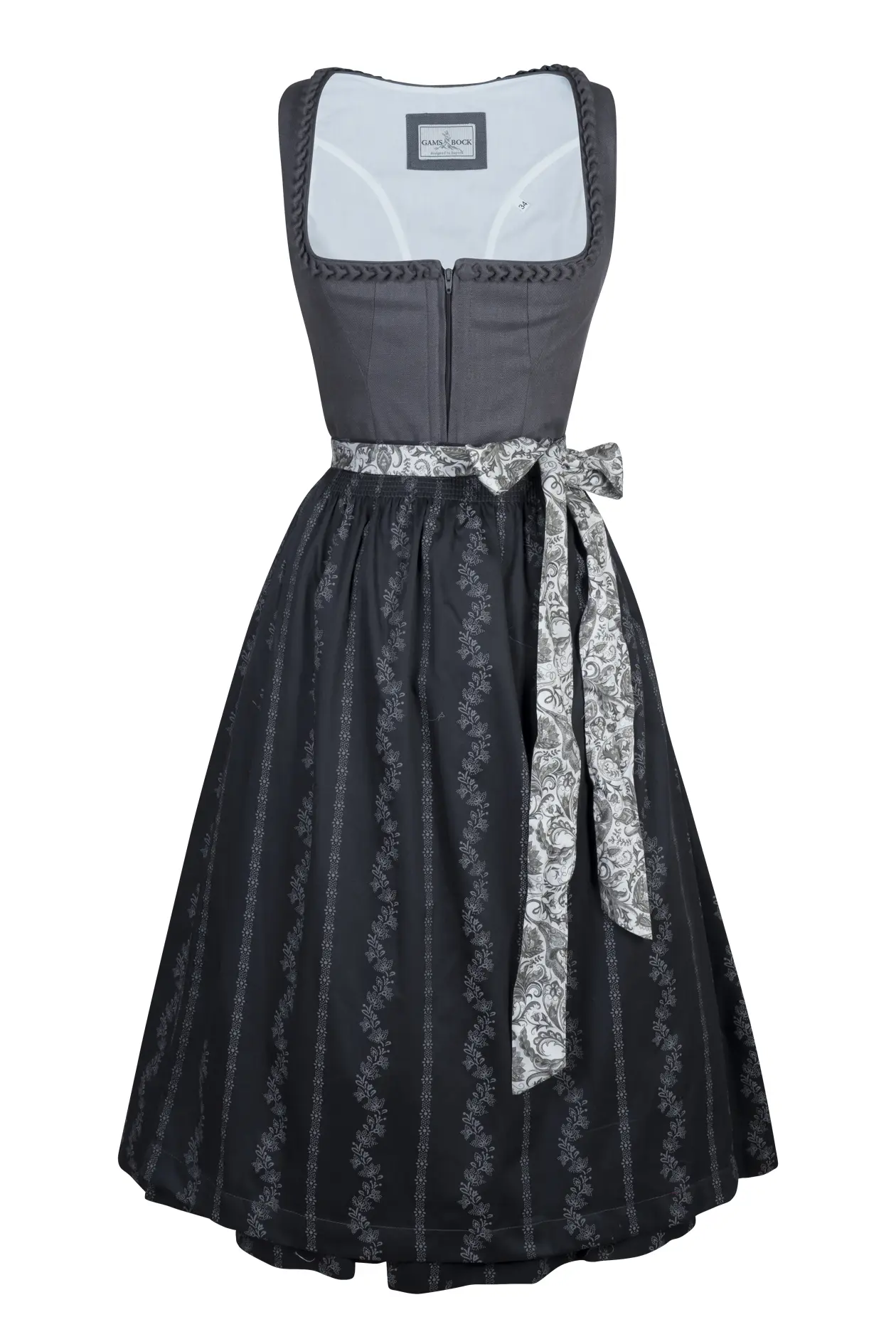 Dirndl Karina in grau mit Leinenmieder