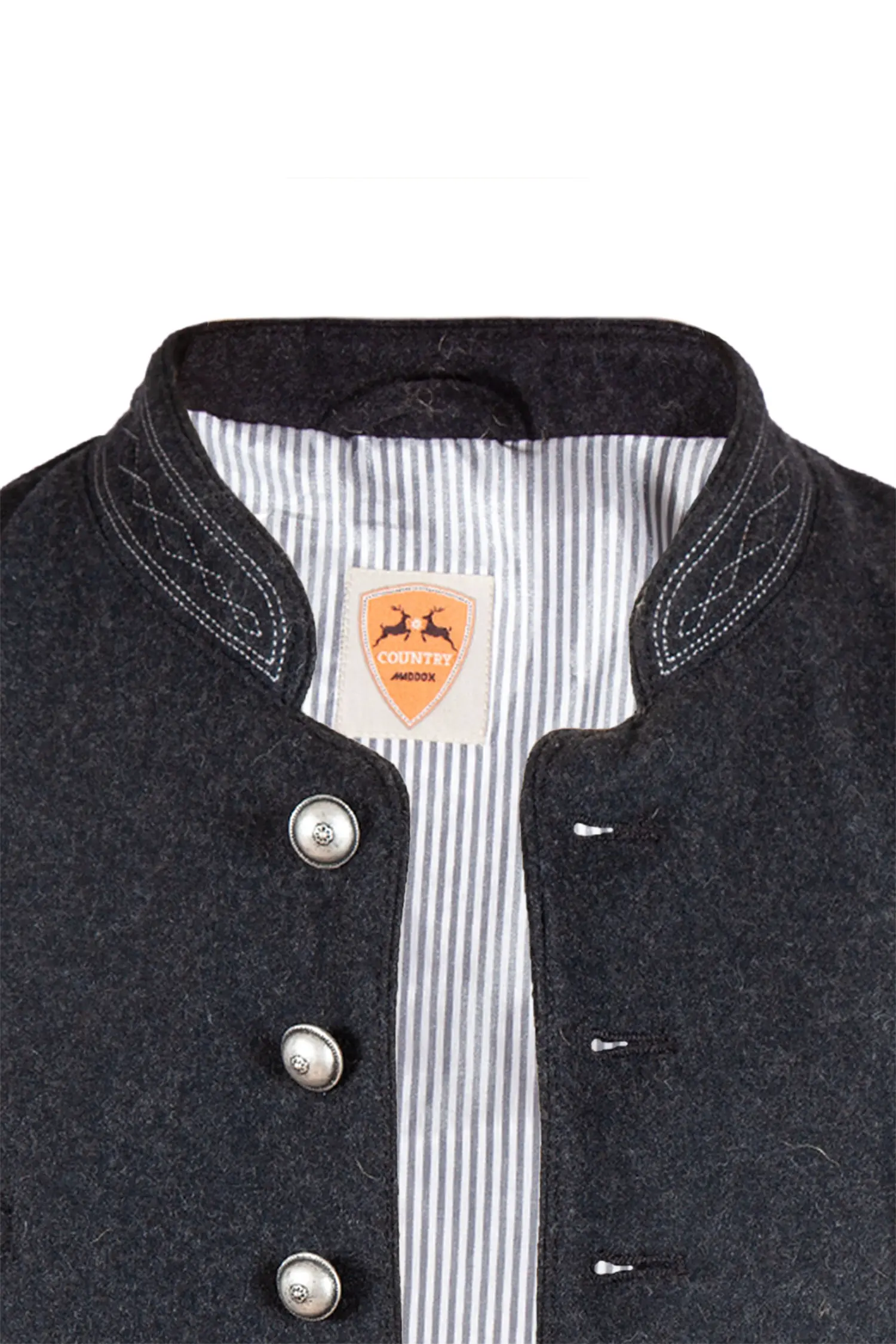 Trachtenweste Hausler aus Loden in anthrazit - Detail Knöpfe