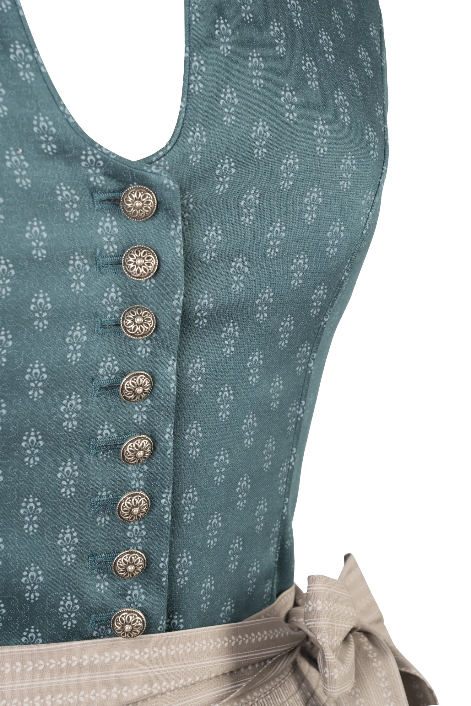 Dirndl Manuela in petrol / cappucino - Detail Mieder