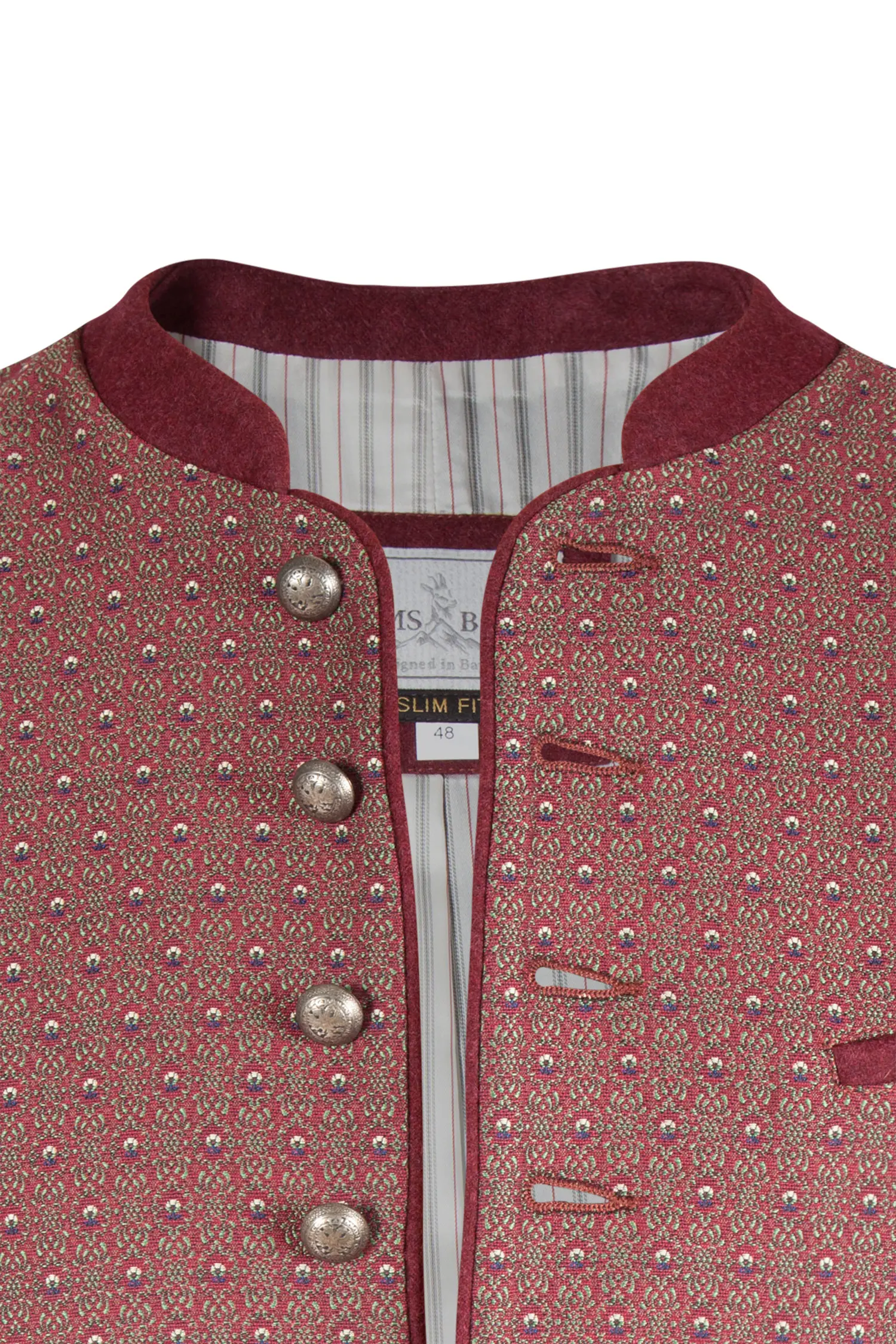 1345-0201-RT823-05-b6472d Trachtenweste in bordeaux von Gamsbock - Detail Knöpfe