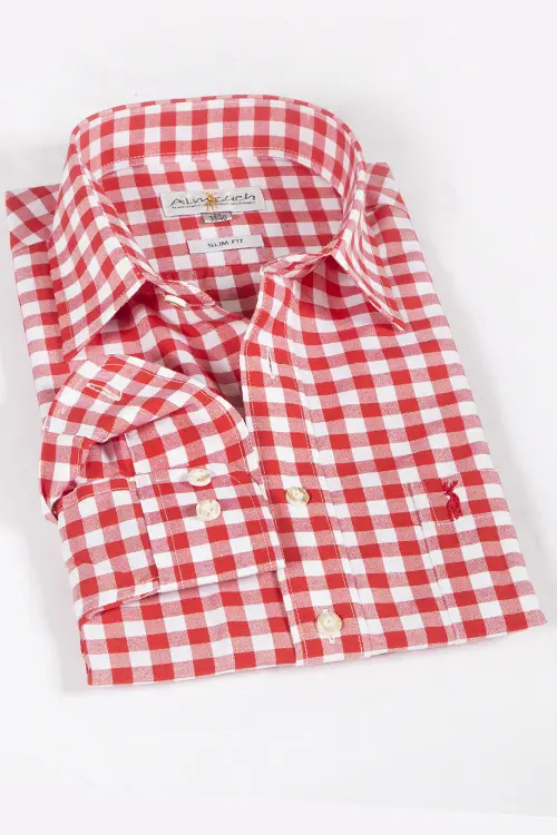 Trachtenhemd rot groß kariert slim fit 1