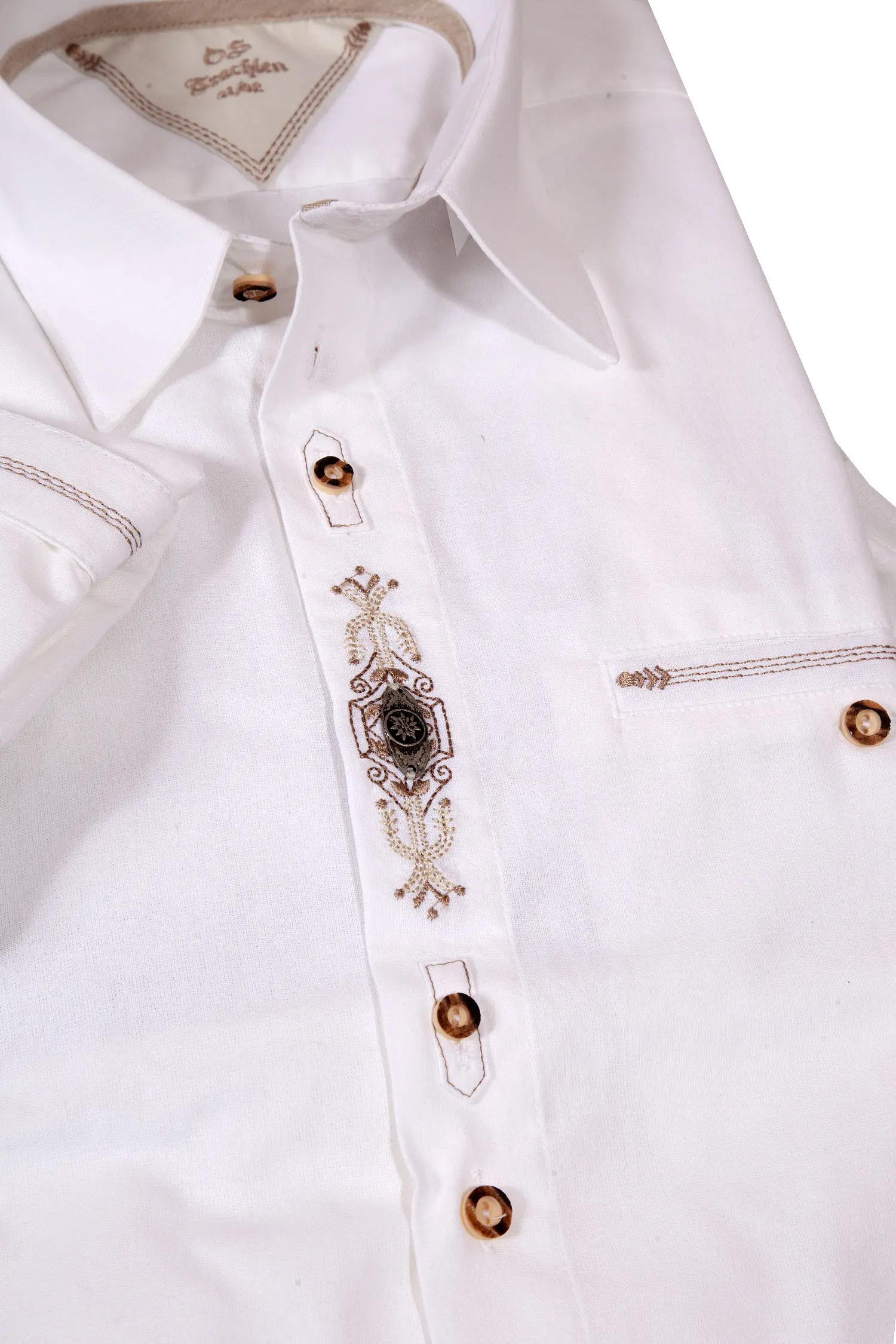 Trachtenhemd Landhaus weiß mit Krempelarm Detail