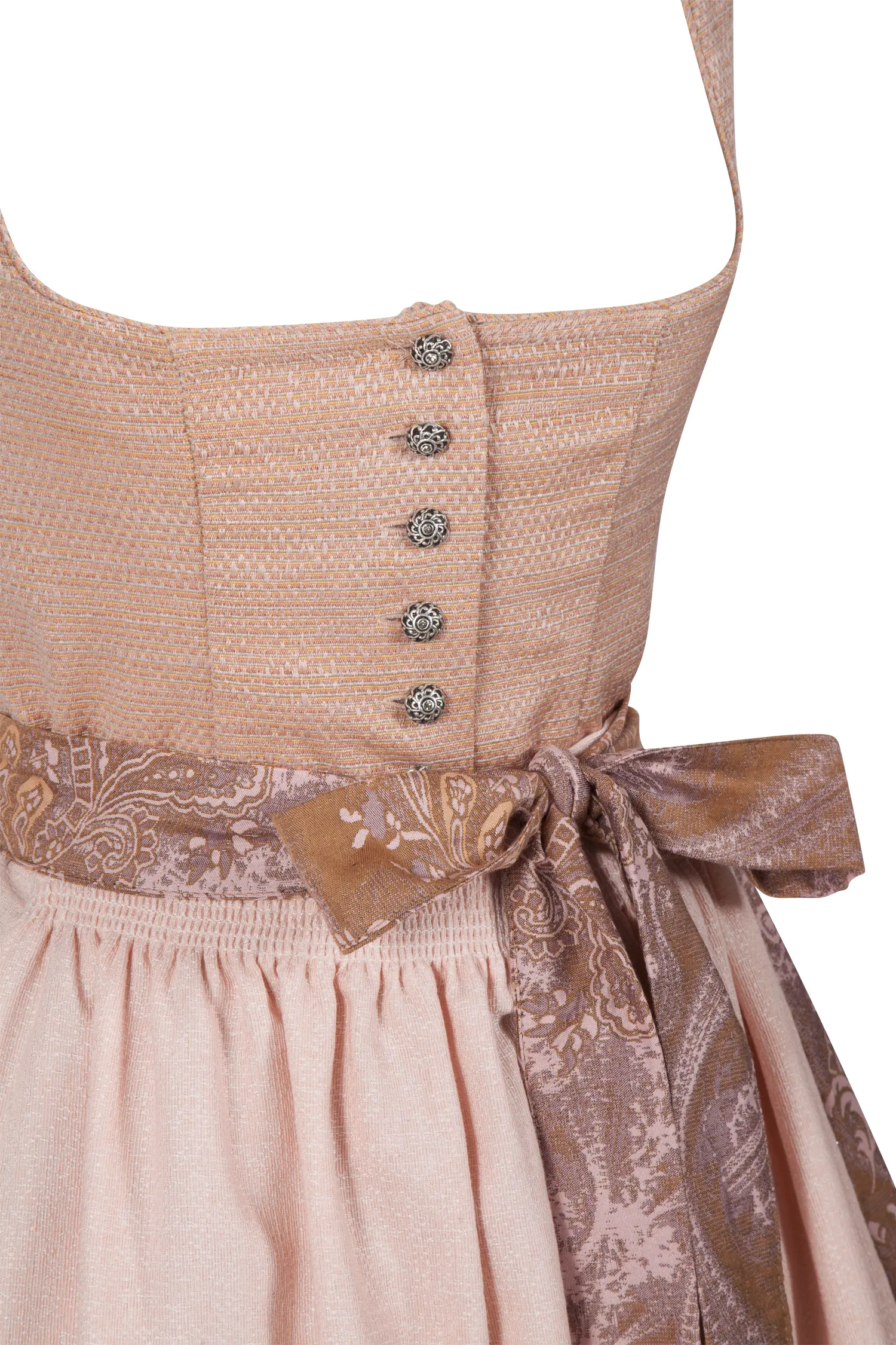 Dirndl Isabella von Sissi ey! in Webstoff-Optik und auffälligem Rock - Detail Mieder