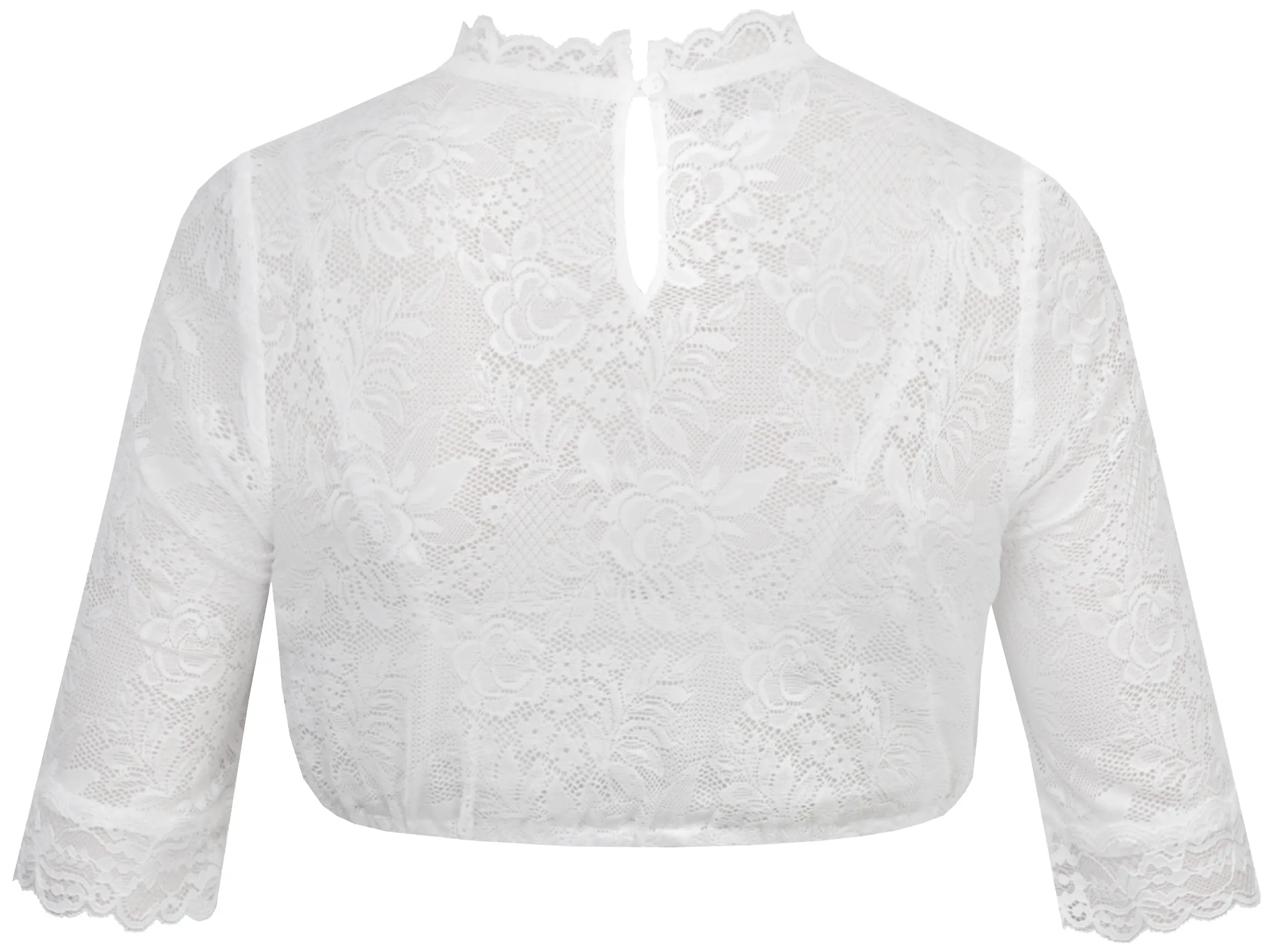 2573-0008-be4-02 Dirndlbluse Irene-Norena offwhite mit ovalem Ausschnitt - Rückansicht
