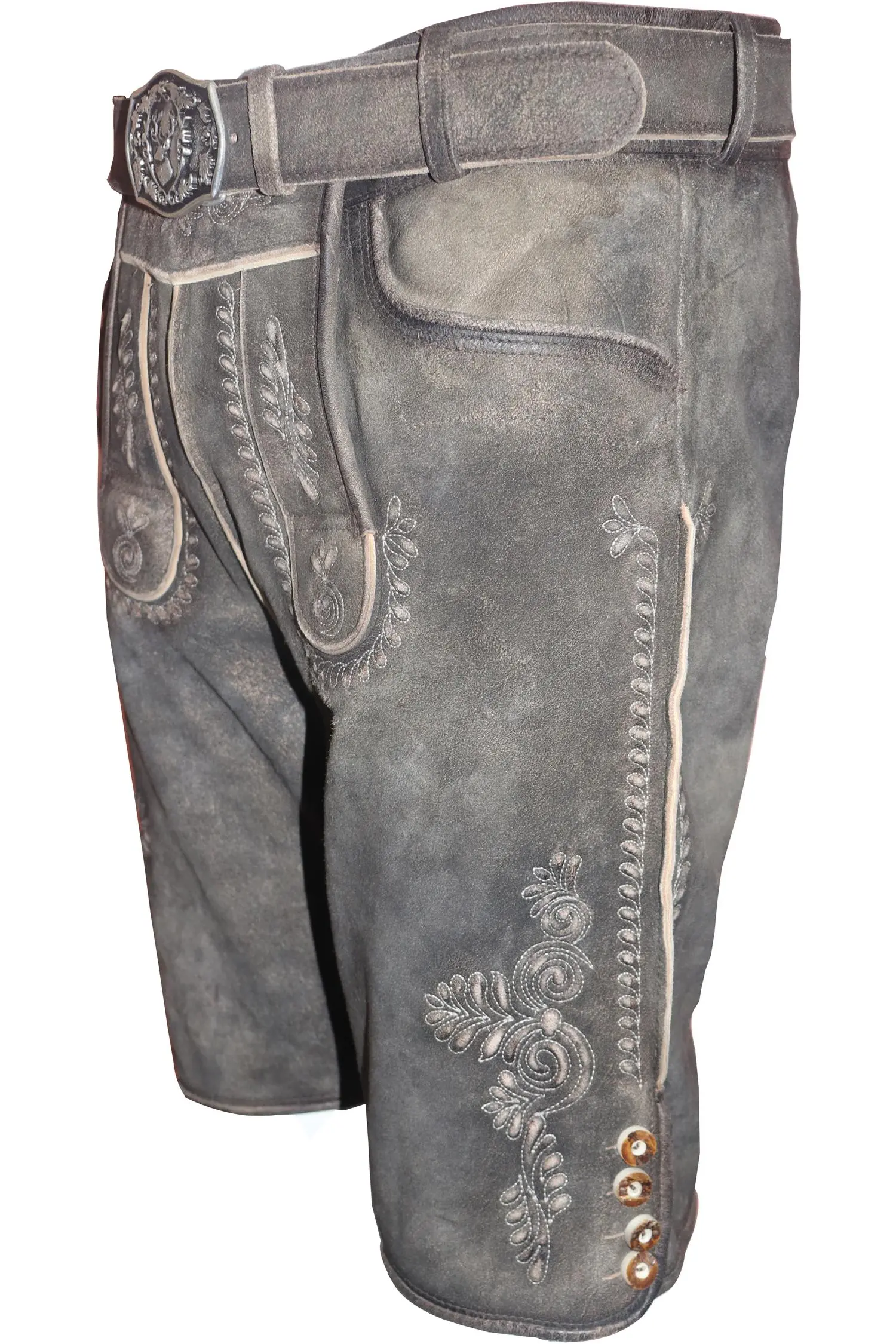 Gamsbock Lederhose Weimar in Grau