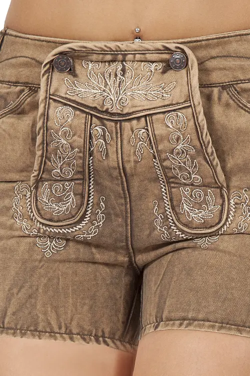 Trachten Jeans Shorts Ilsa in sand von Lekra Detail