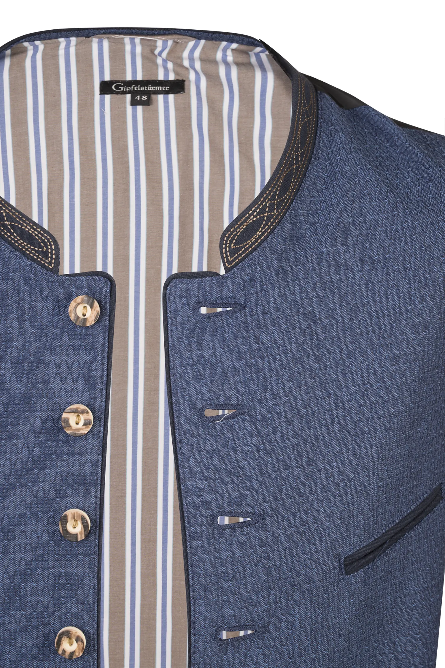 Gipfelstürmer Trachtenweste in Blau Knopfleiste