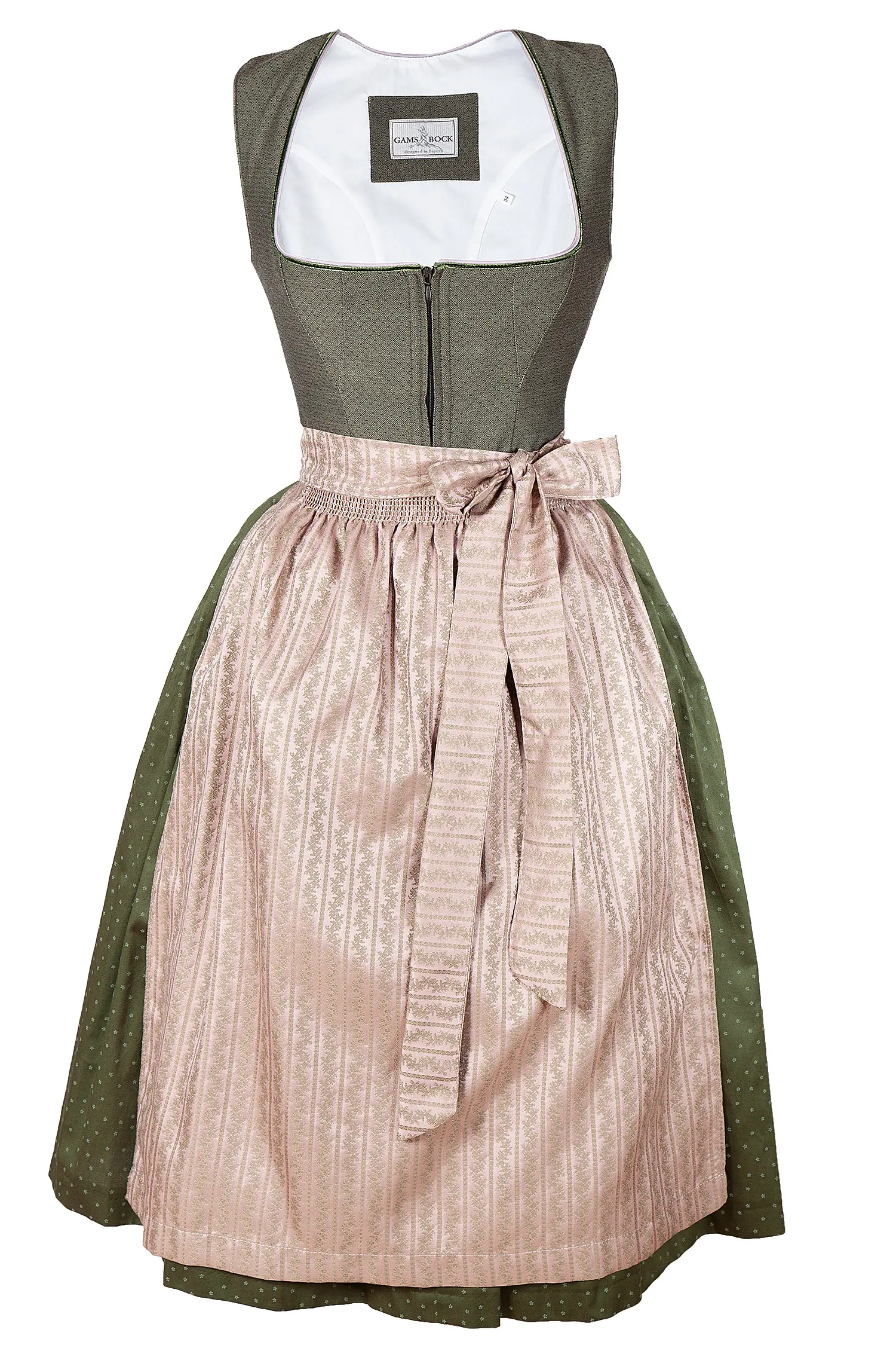 3097-1711-gn8-22-09d-2762 Dirndl mit Reißverschluss mit altrosa Schürze