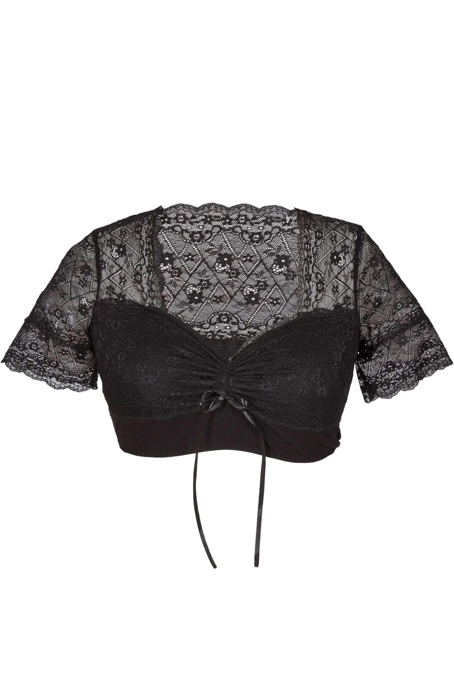 Dirndlbluse Sarah in schwarz aus Stretch Spitze