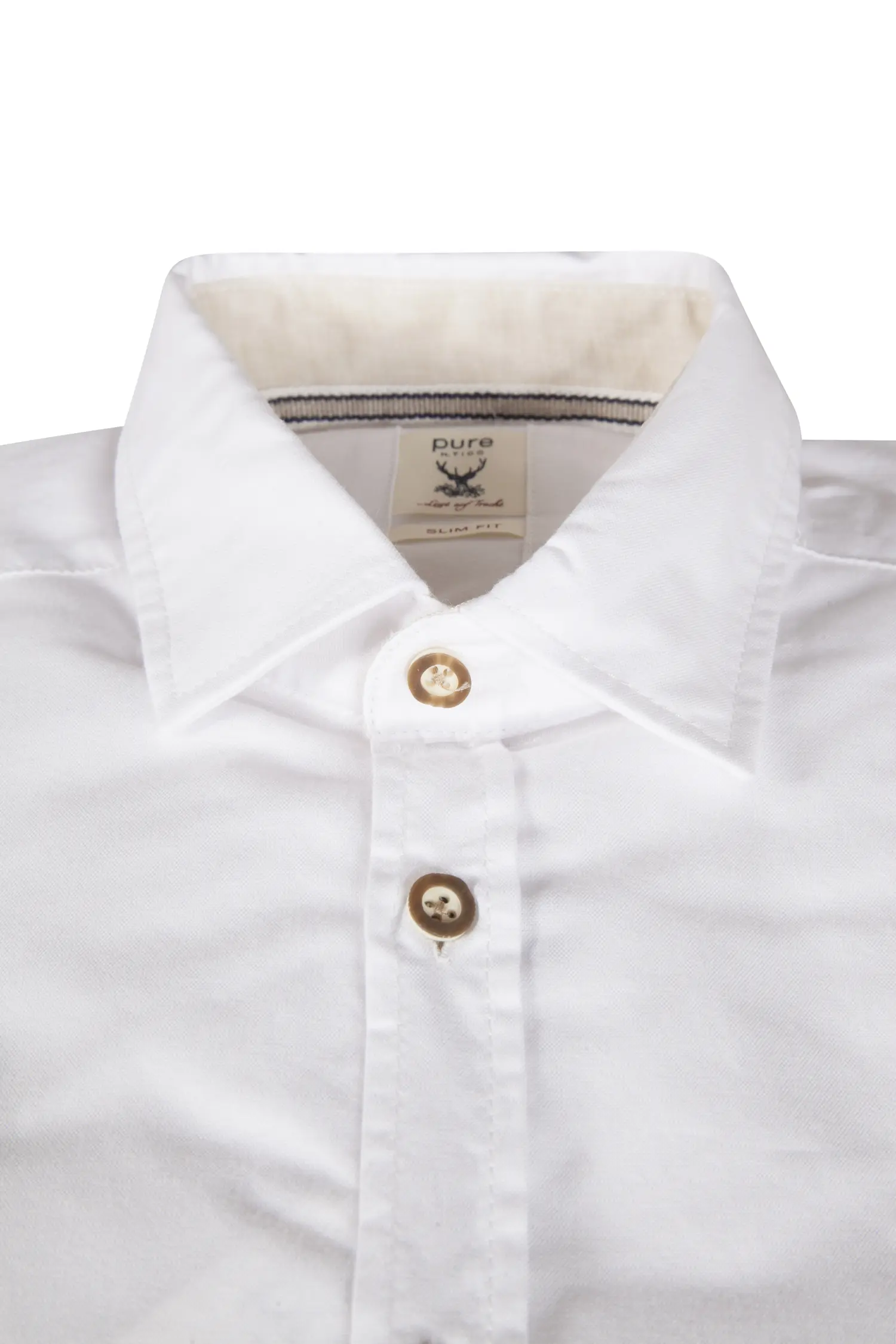 Trachtenhemd in weiß mit Stretch von pure - Detail Kragen