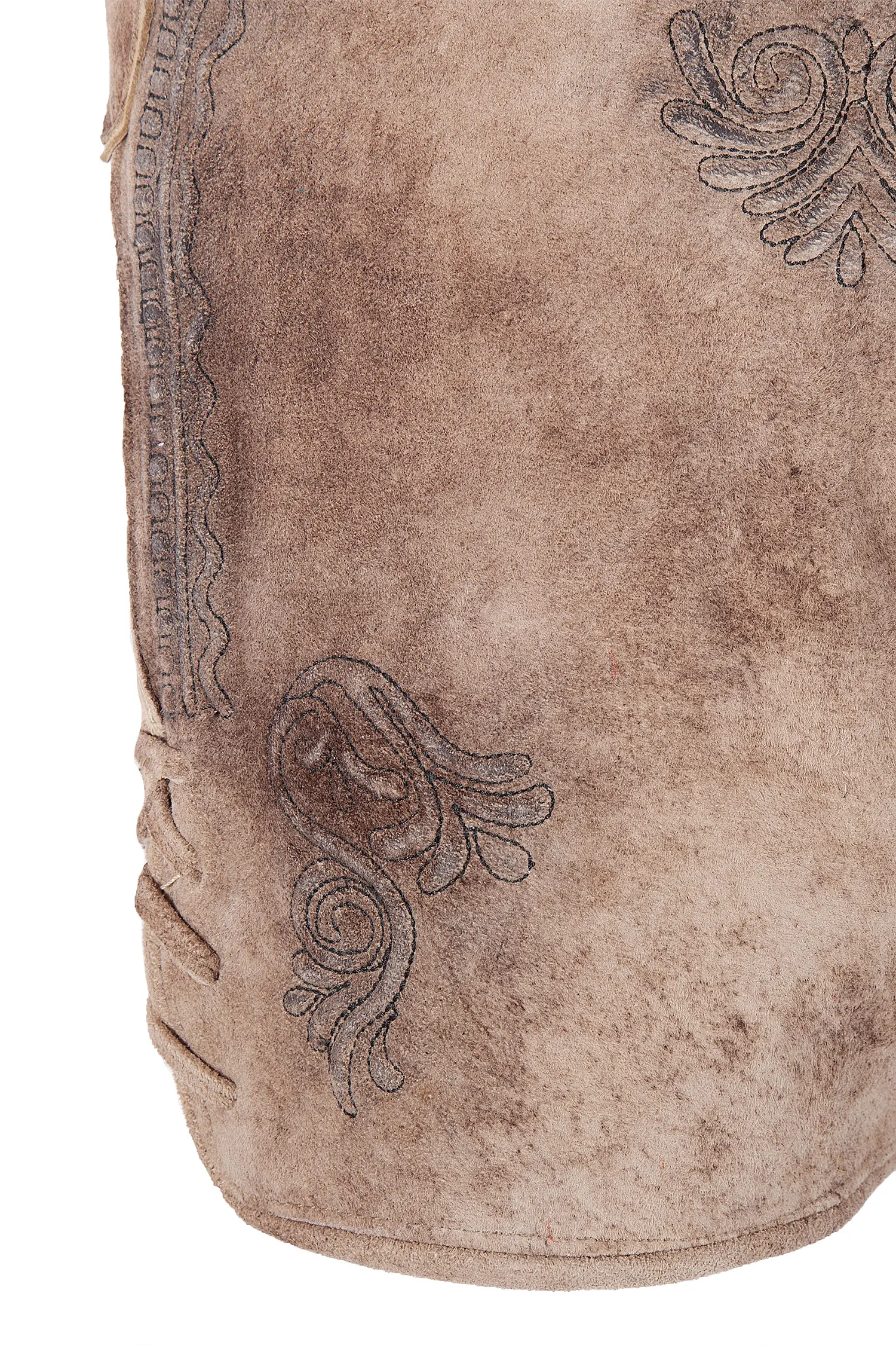 Fesche Lederhose Altmünster mit Gürtel - Detail Bein