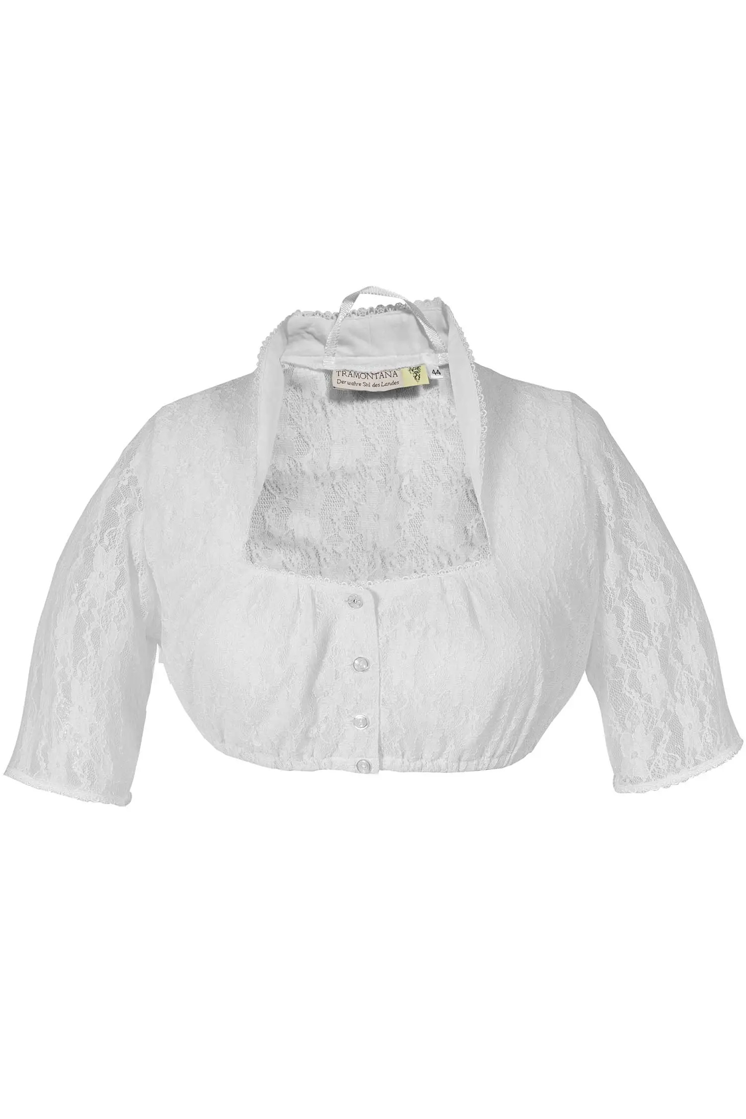 Dirndlbluse aus weißer Spitze mit Stehkragen frei