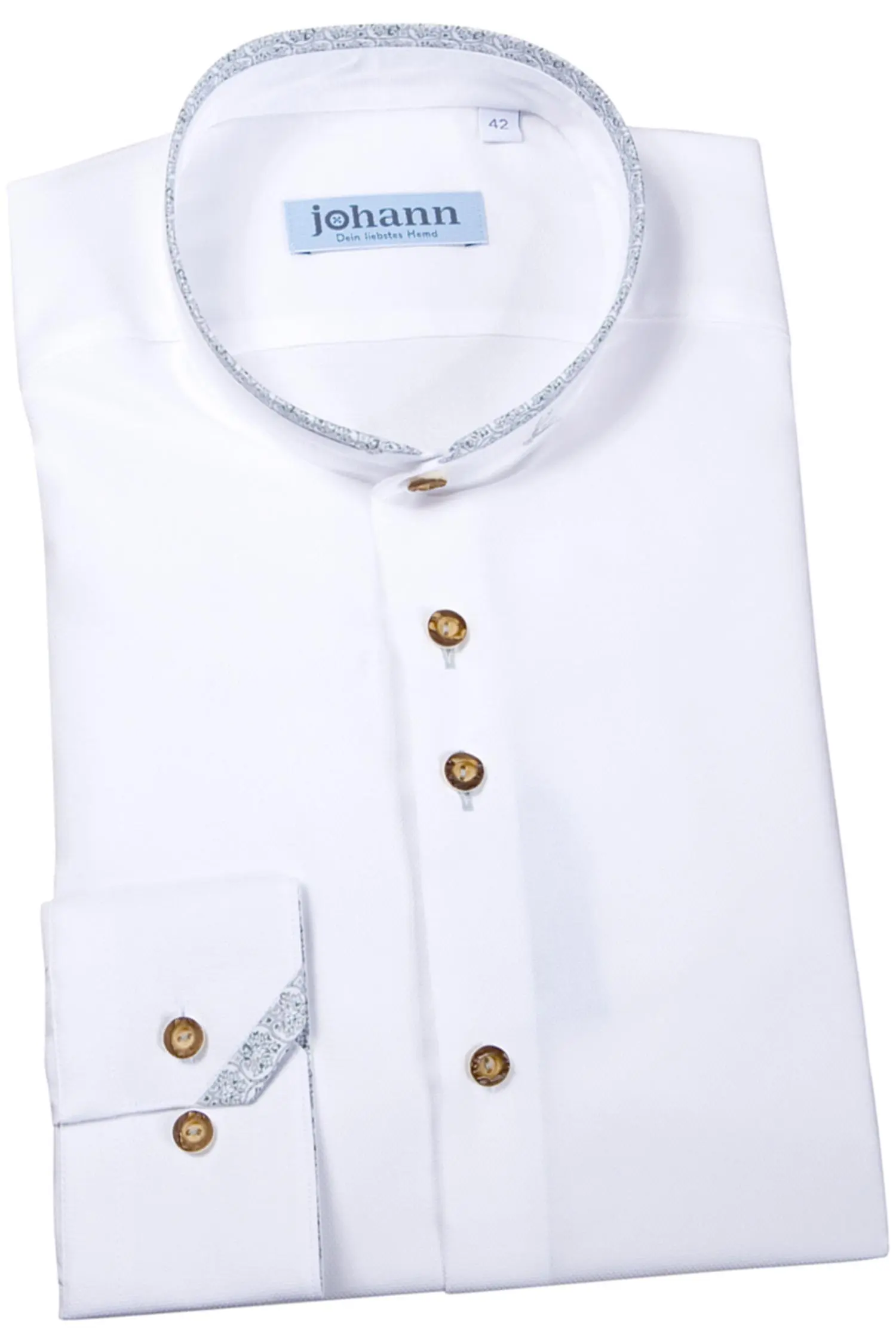 Oxford Trachtenhemd weiß / grün / grau