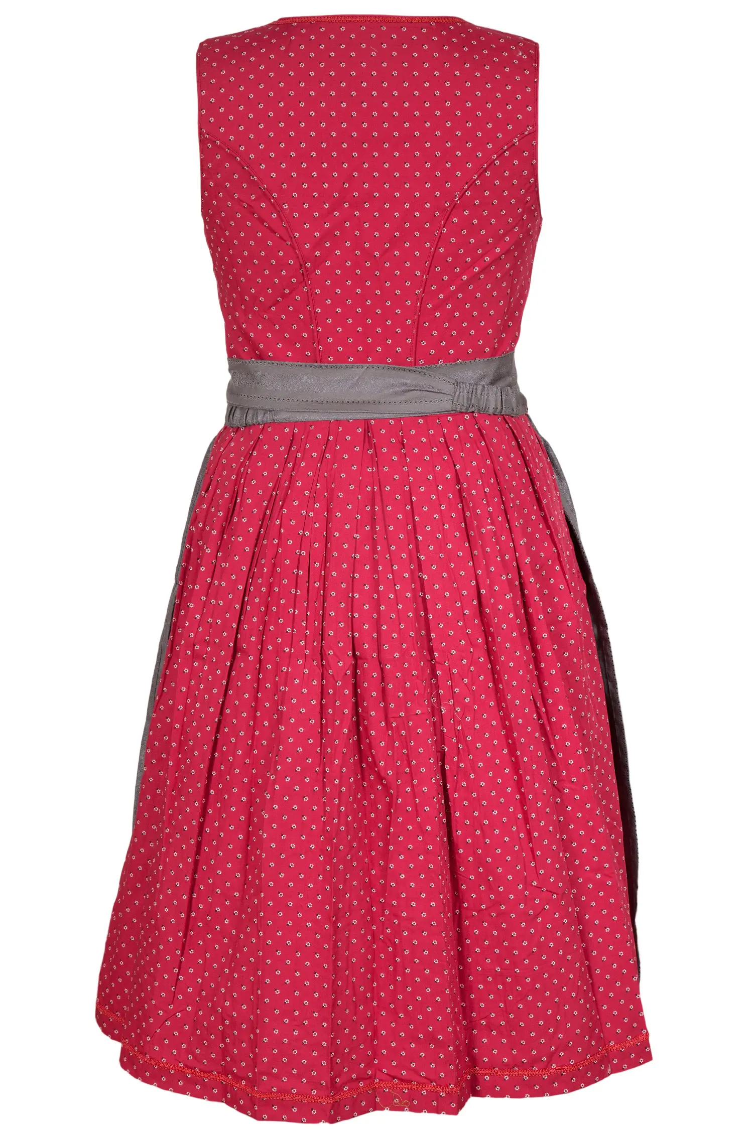 Midi Dirndl in beere rot mit dunkelgrauer Schürze XXL hinten
