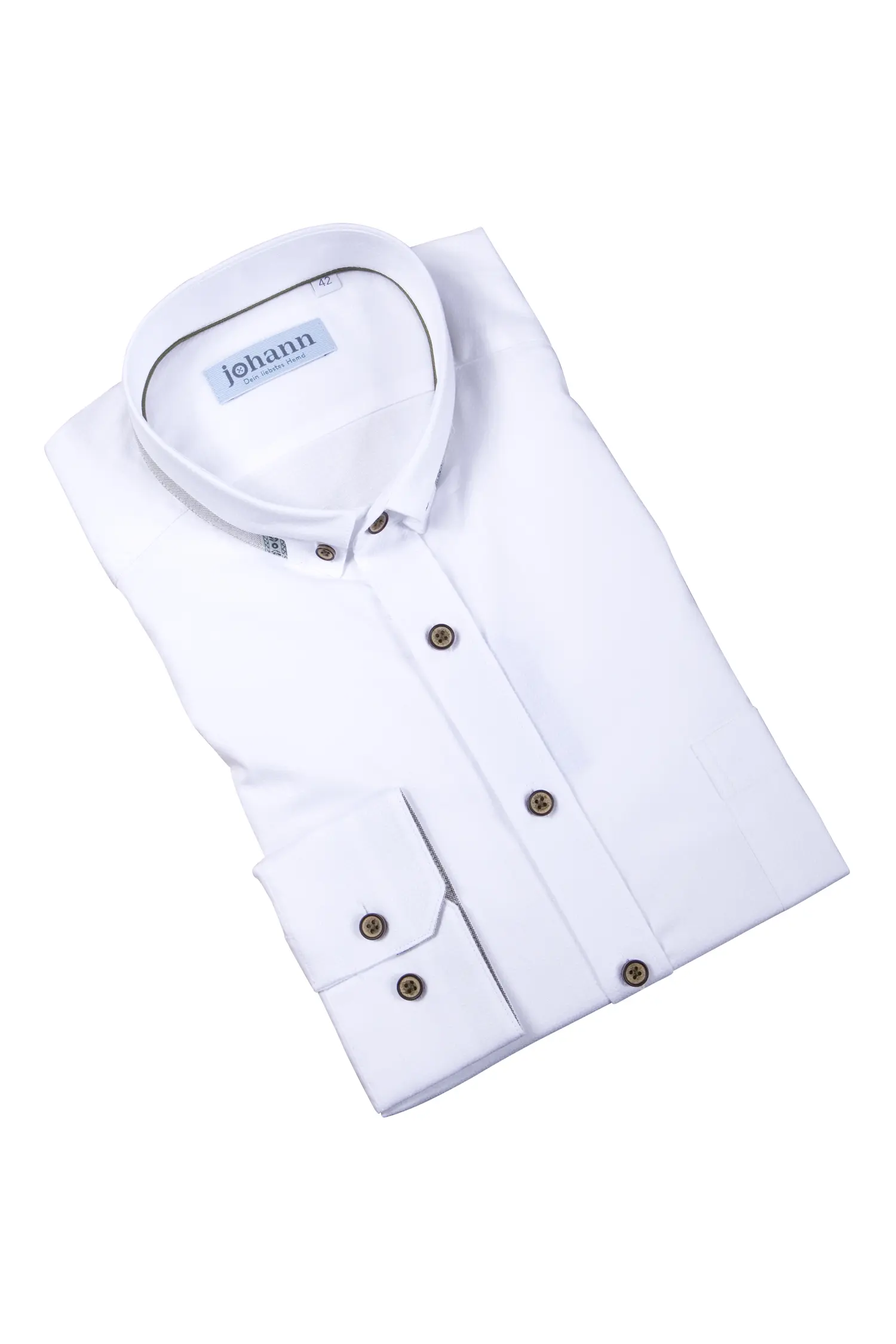 Oxford Trachtenhemd weiß mit grünen Akzenten