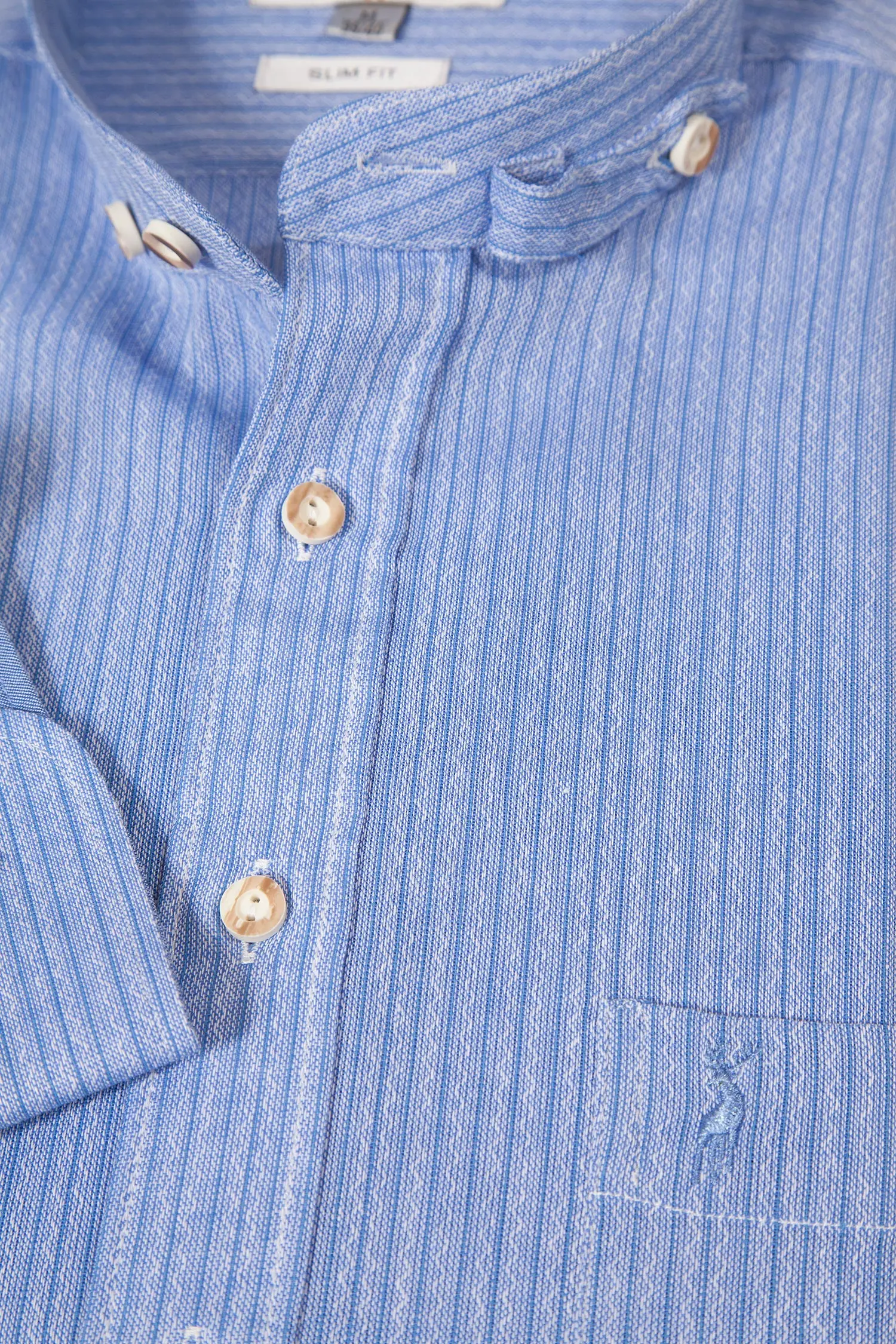 Trachtenhemd Retro Blau Streifen Detail