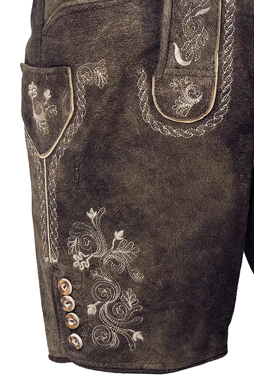 kurze Lederhose Beppo dunkelbraun mit Träger 3