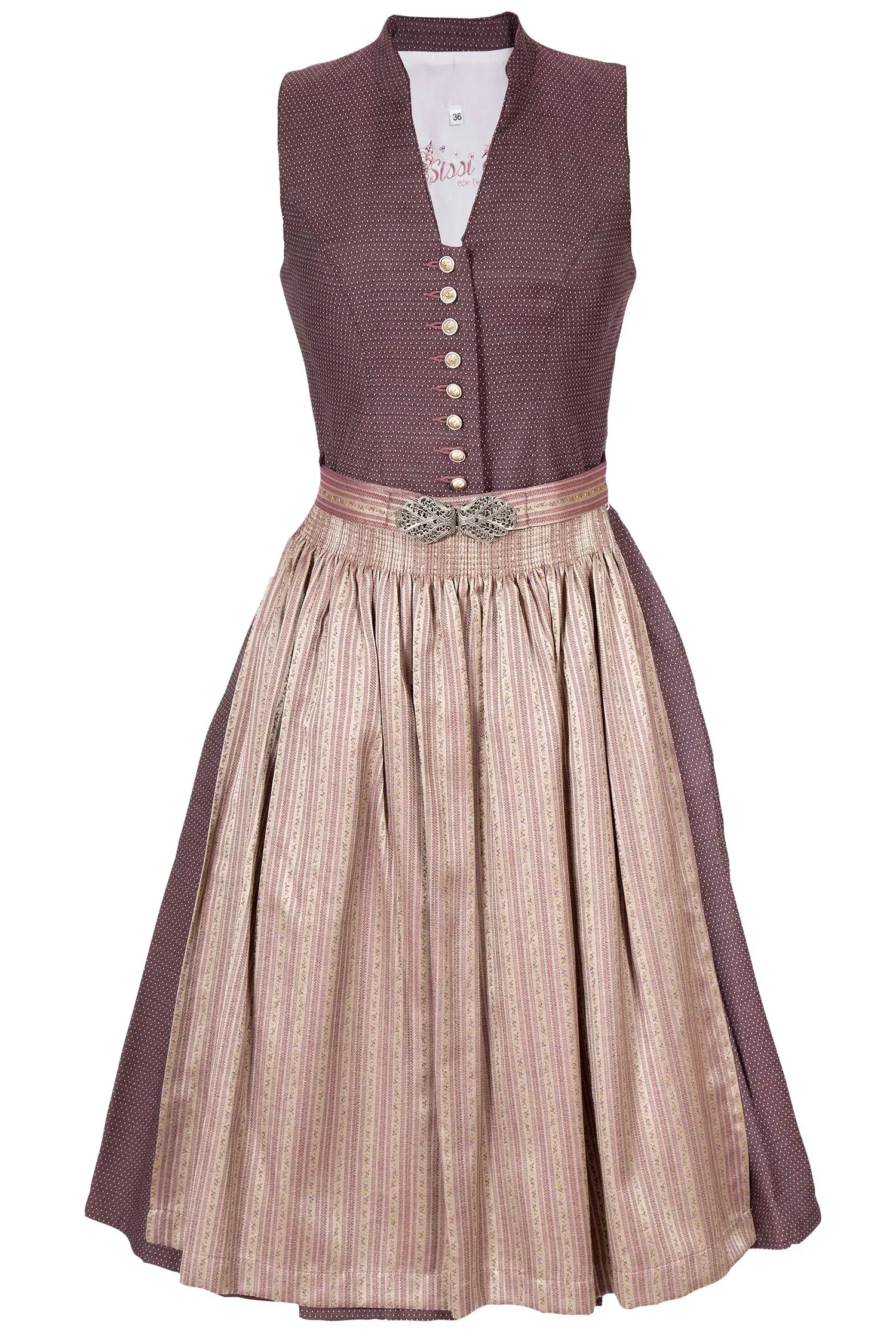 Midi Dirndl hochgeschlossen in bordeaux 