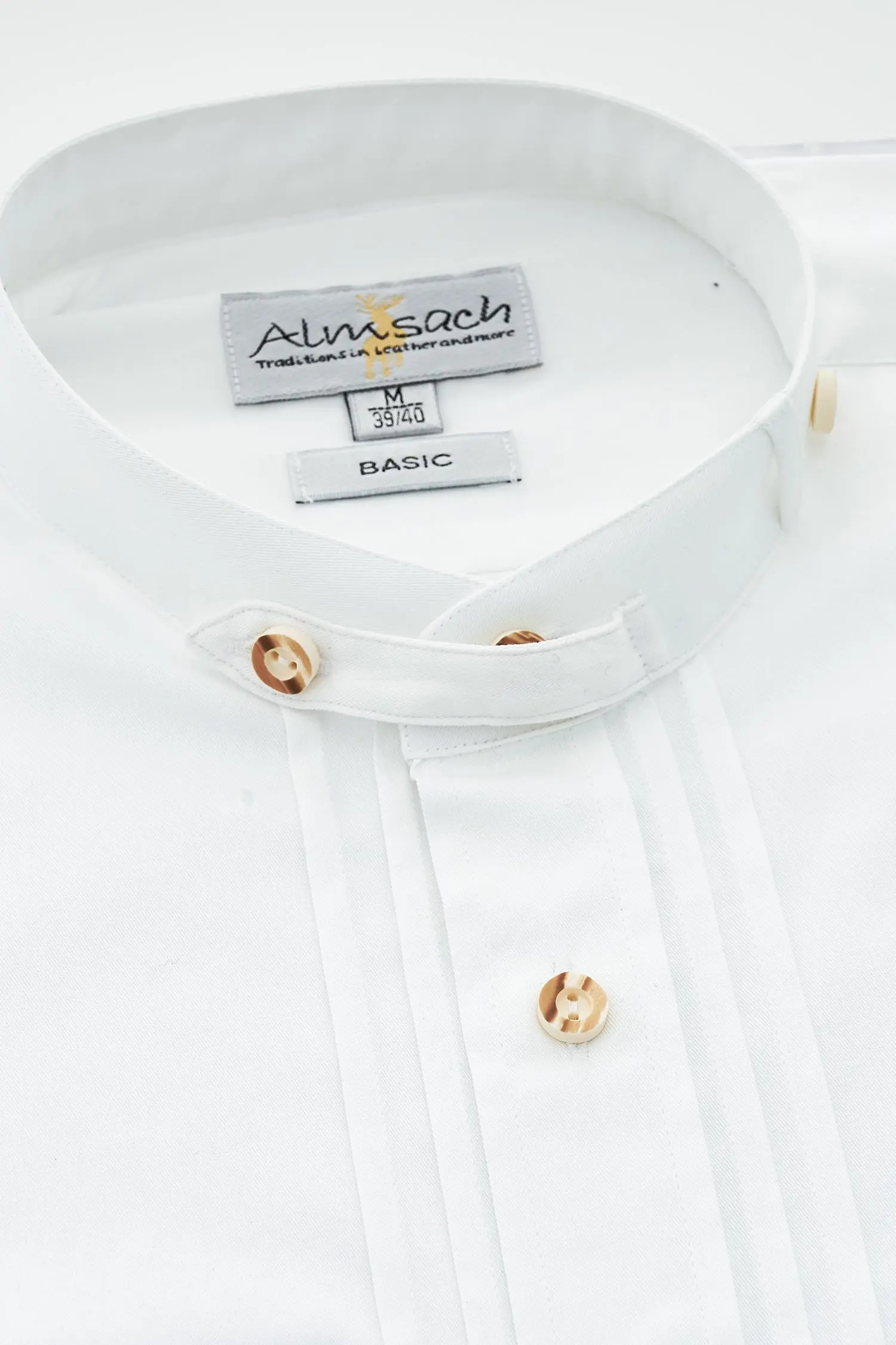 Almsach dezentes Biesenhemd in Weiß