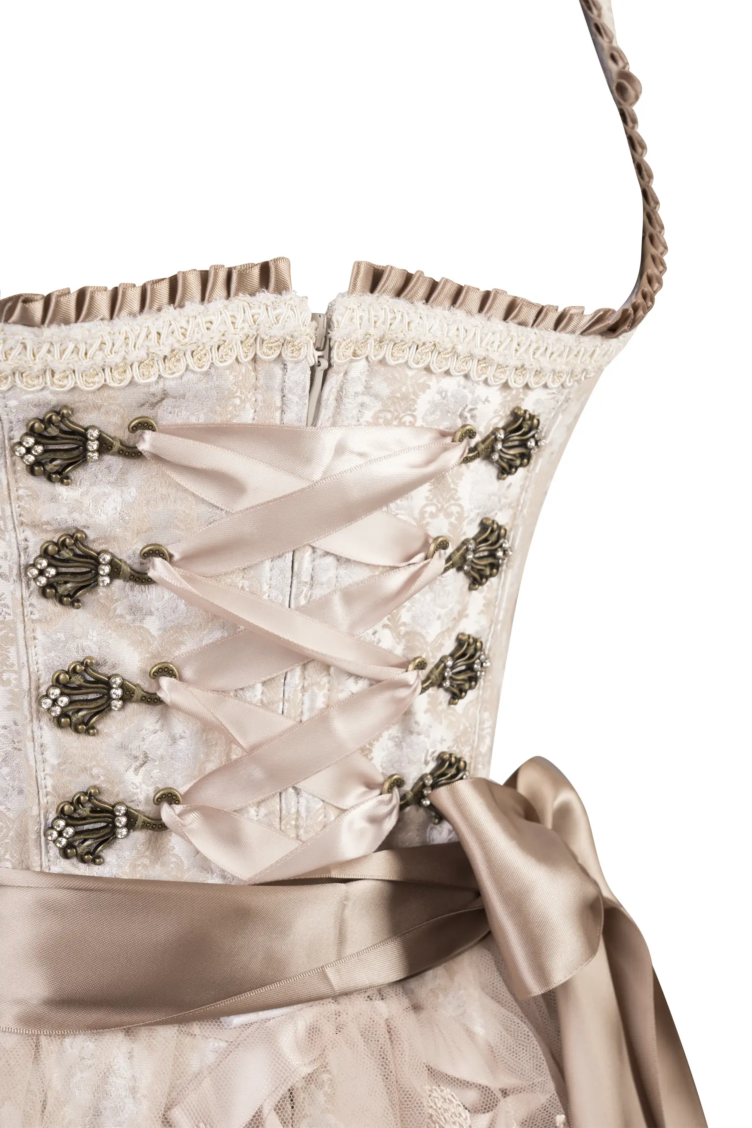 Dirndl Marcy in champagner als Brautdirndl - Detail Mieder