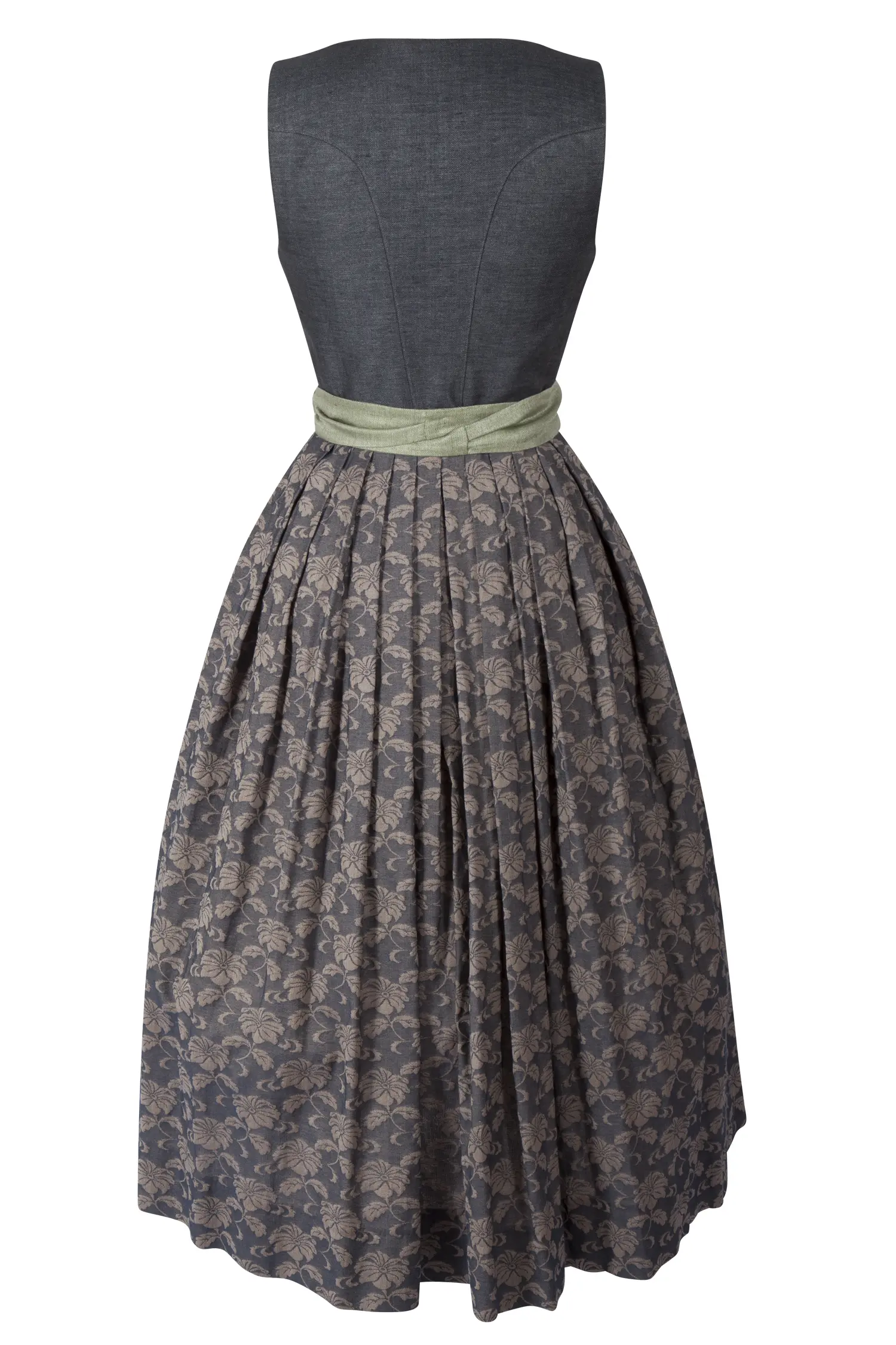 3099-0307-AN923-05-b6619 Gottseidank Dirndl in anthrazit aus Leinen - Rückansicht