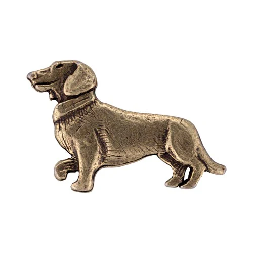 Gaudiknopf Pin Dackel in Altmessing